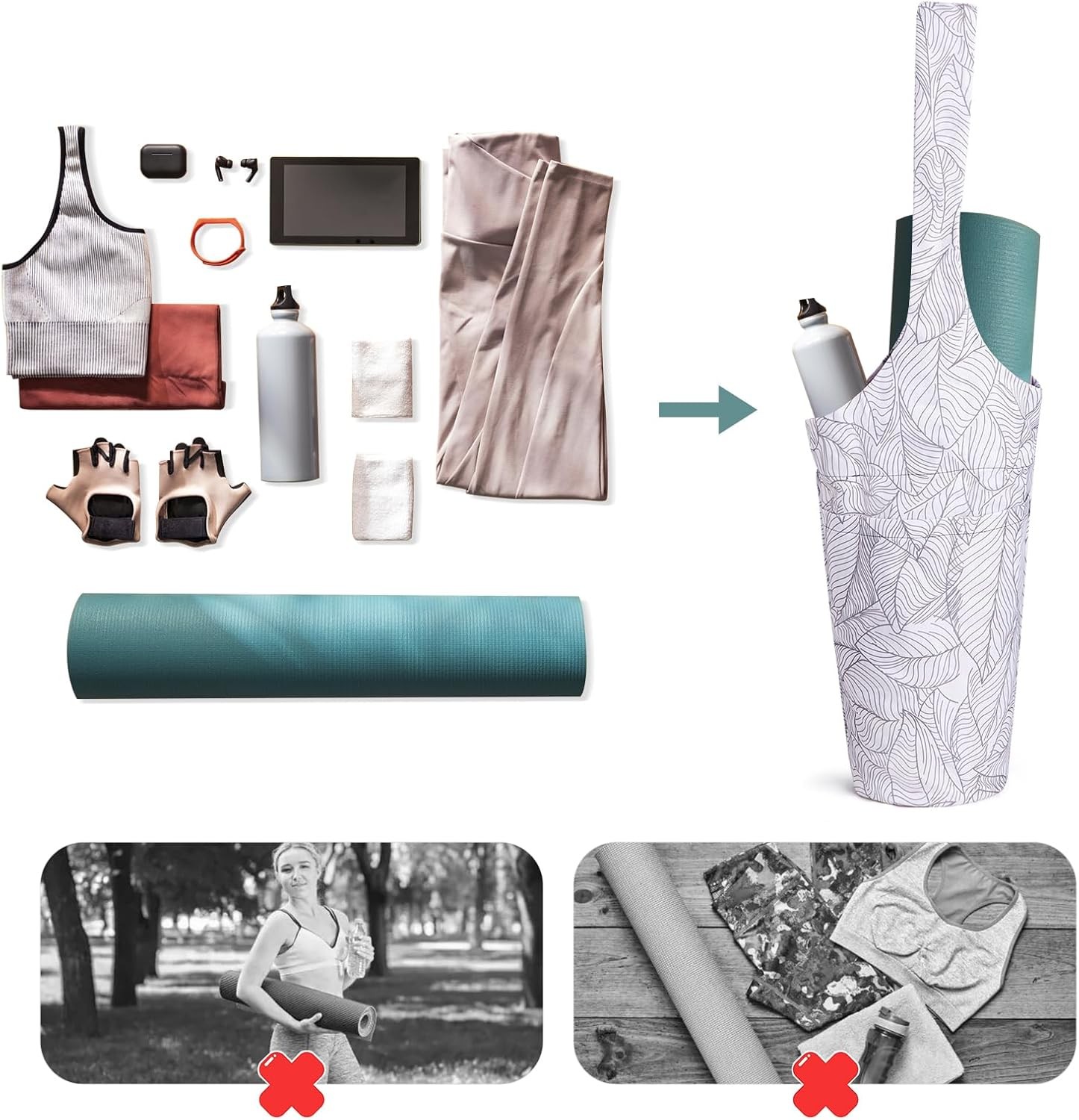 IwIeIaIrI Yoga Mat Bag for Women with Large Size Pocket and Zipper Pocket,Yoga G