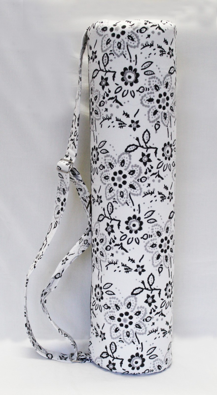 Indian White Floral Yoga Mat Carrier Bag Mandala Large Shoulder Strap