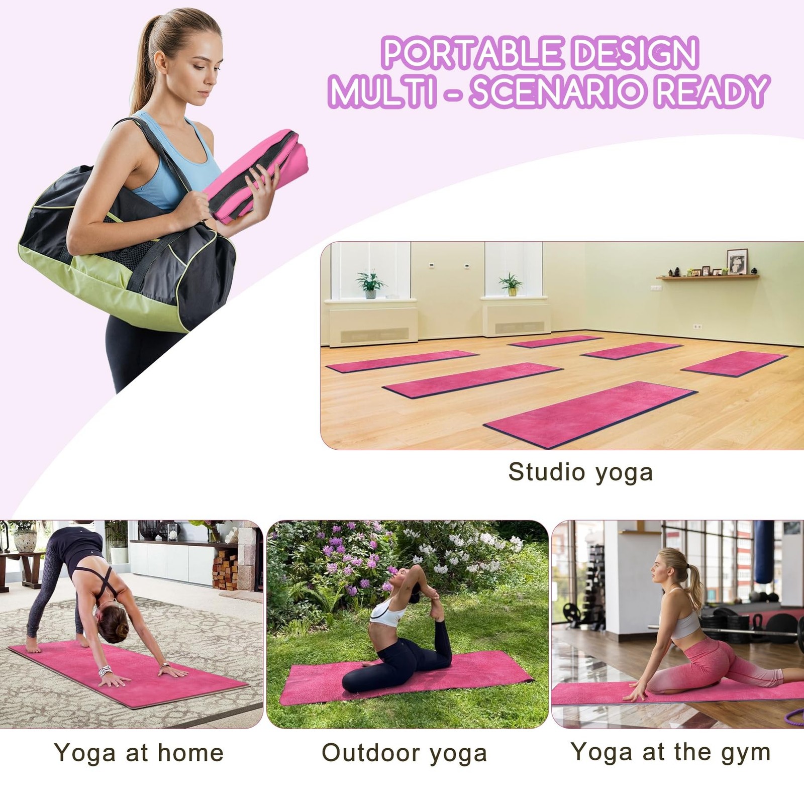 Yoga Mat Towel, Extra Thick (600GSM) Soft Hot Yoga Towel, Non-Slip and Sweat …