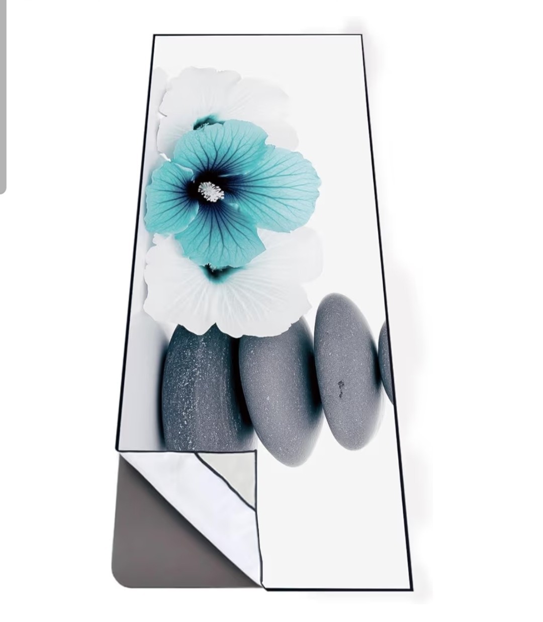 Qiyi Microfiber Yoga Mat Towel 70×26 Non-Slip Quick Dry Pebbles Blue Flower NEW