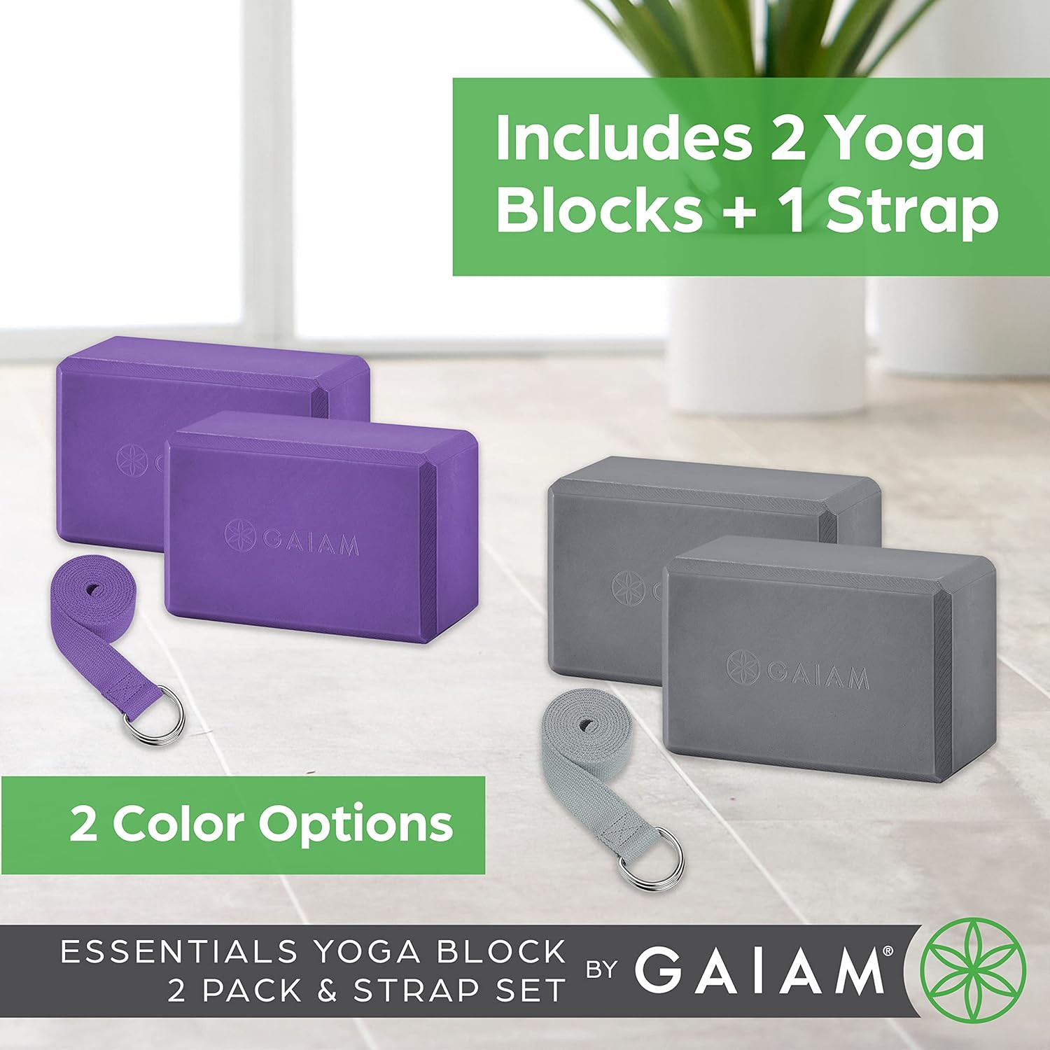 Gaiam Yoga Block – Supportive Latex-Free Eva Foam – Soft Non-Slip Surface with B
