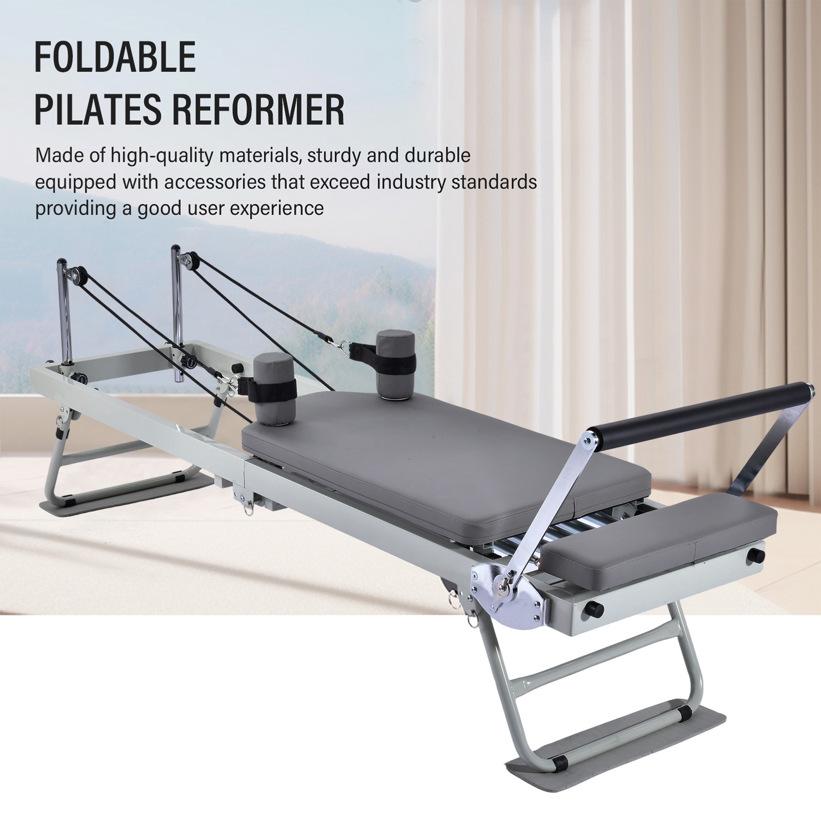 Foldable Pilates Reformer Home Pilates Equipment Studio Gym Workout Machine–