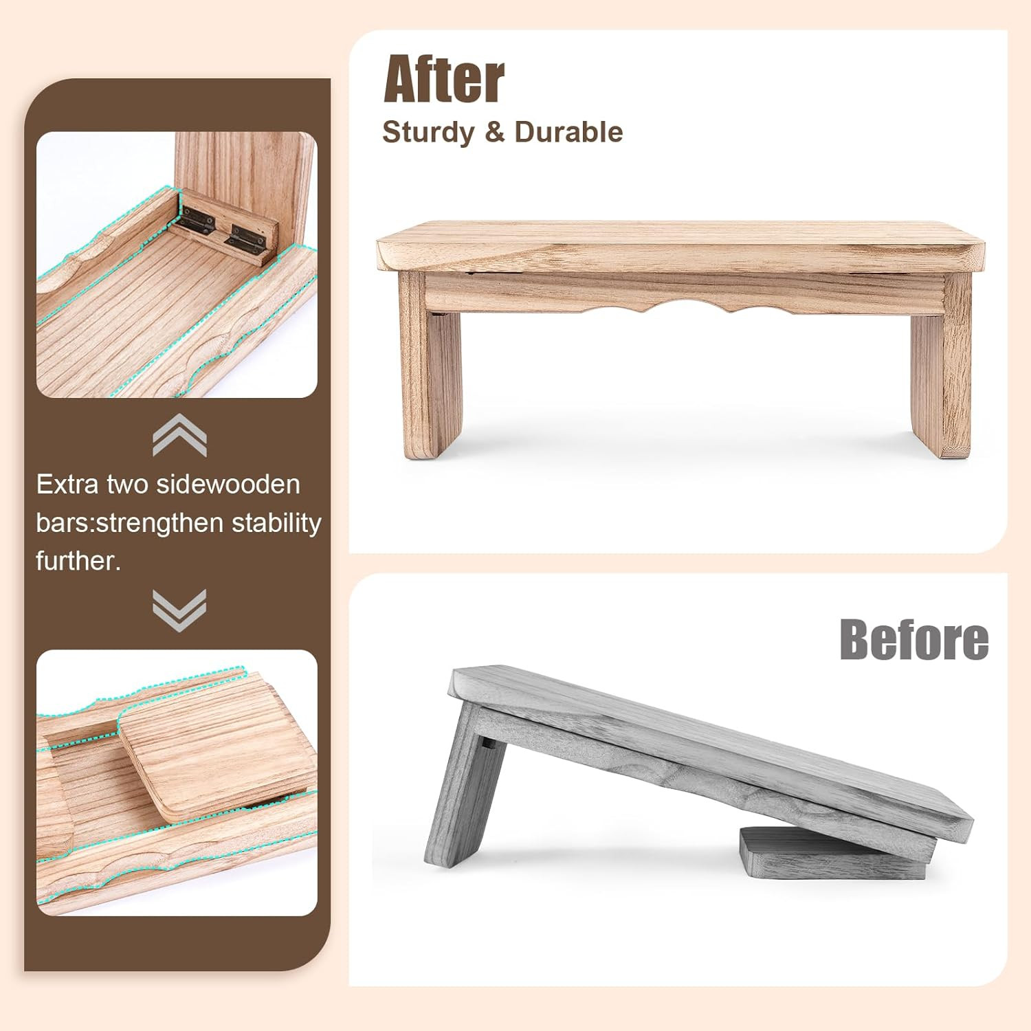 Folding Yoga Meditation Bench – Yoga Kneeling Bench for Adult, Wooden Zen Medita