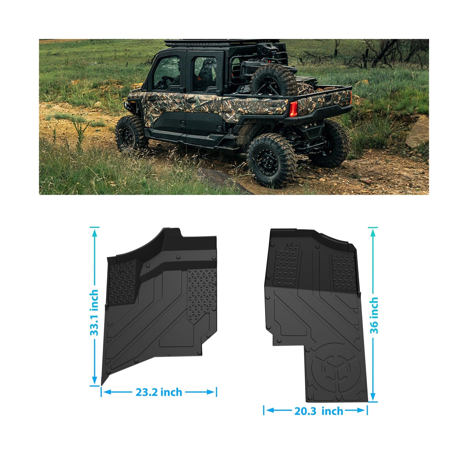 TPE Floor Mats for Polaris Ranger XD 1500, Front Rubber Floor Mat All Weather…