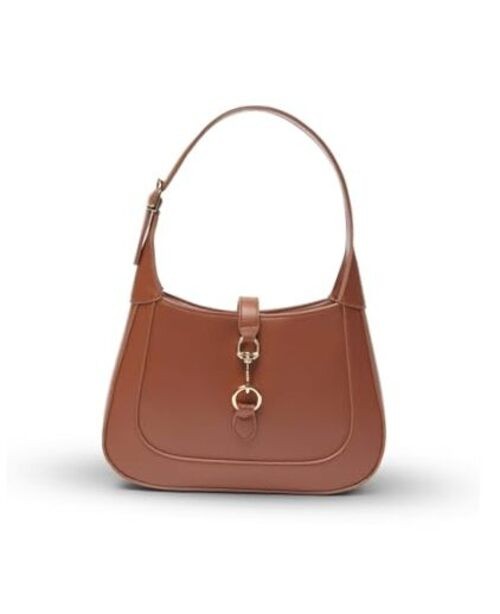 Shoulder Bag for Women – Small Shoulder Purses – Top Handle Structured Brown