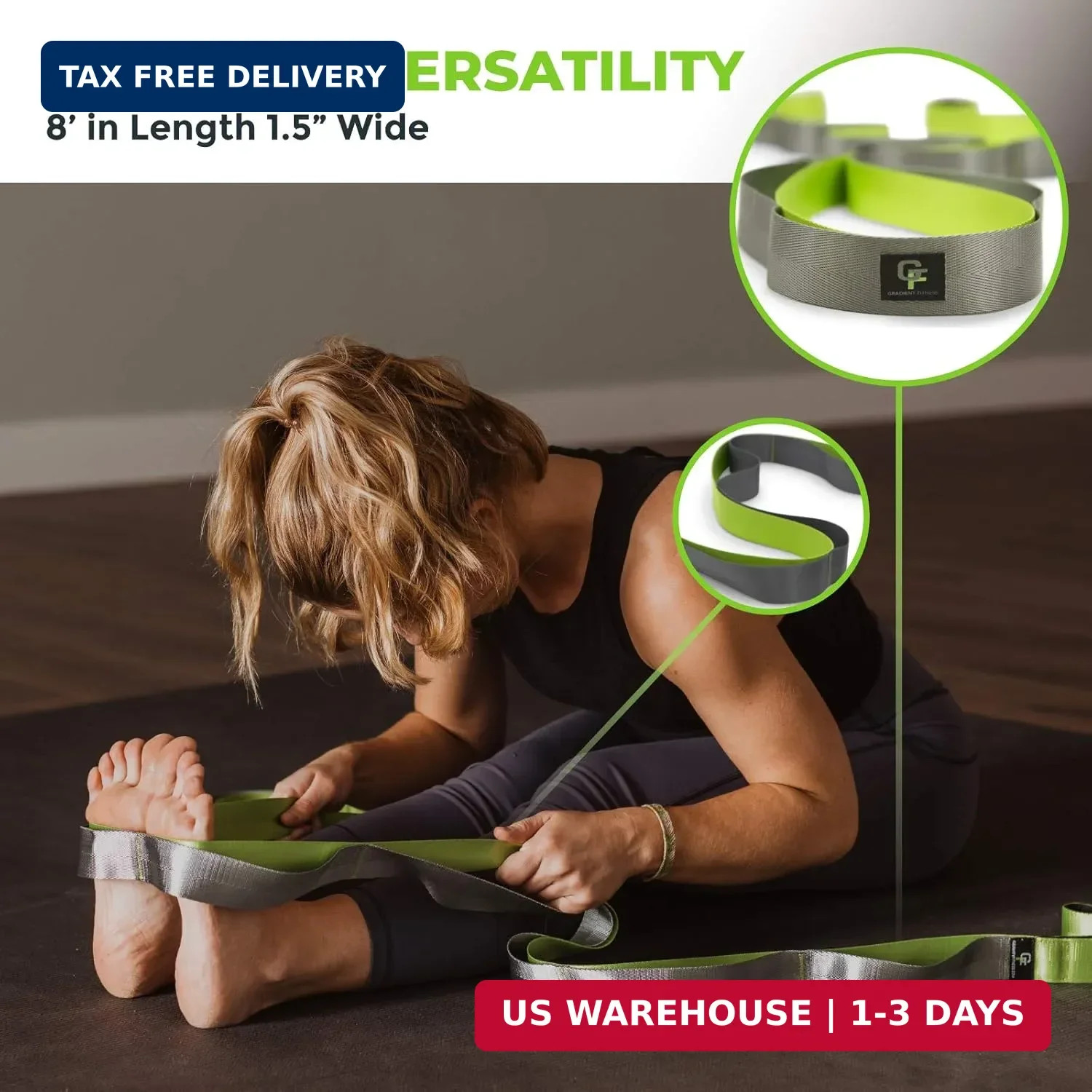 Gradient Fitness Stretching Strap for Physical Therapy, 12 Multi-Loop Stretch St