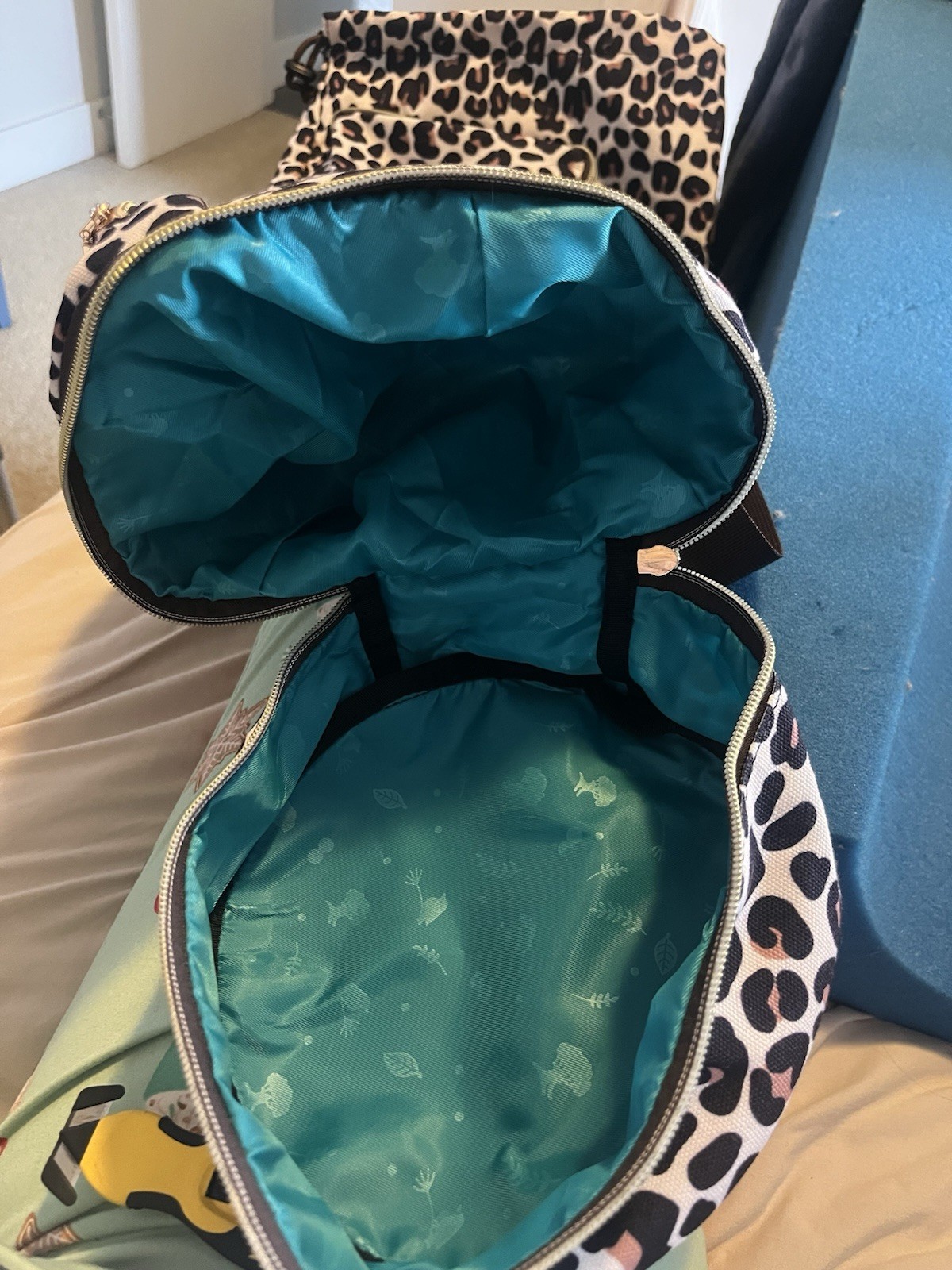 Yoga Mat Bag Carrier Multiple Pockets Leopard Print Large