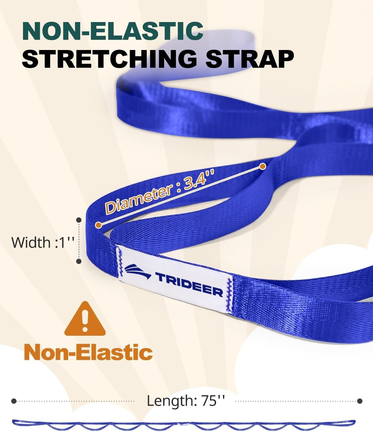 Durable Polyester Stretching Strap with 10 Loops for Enhanced Mobility and Rehab