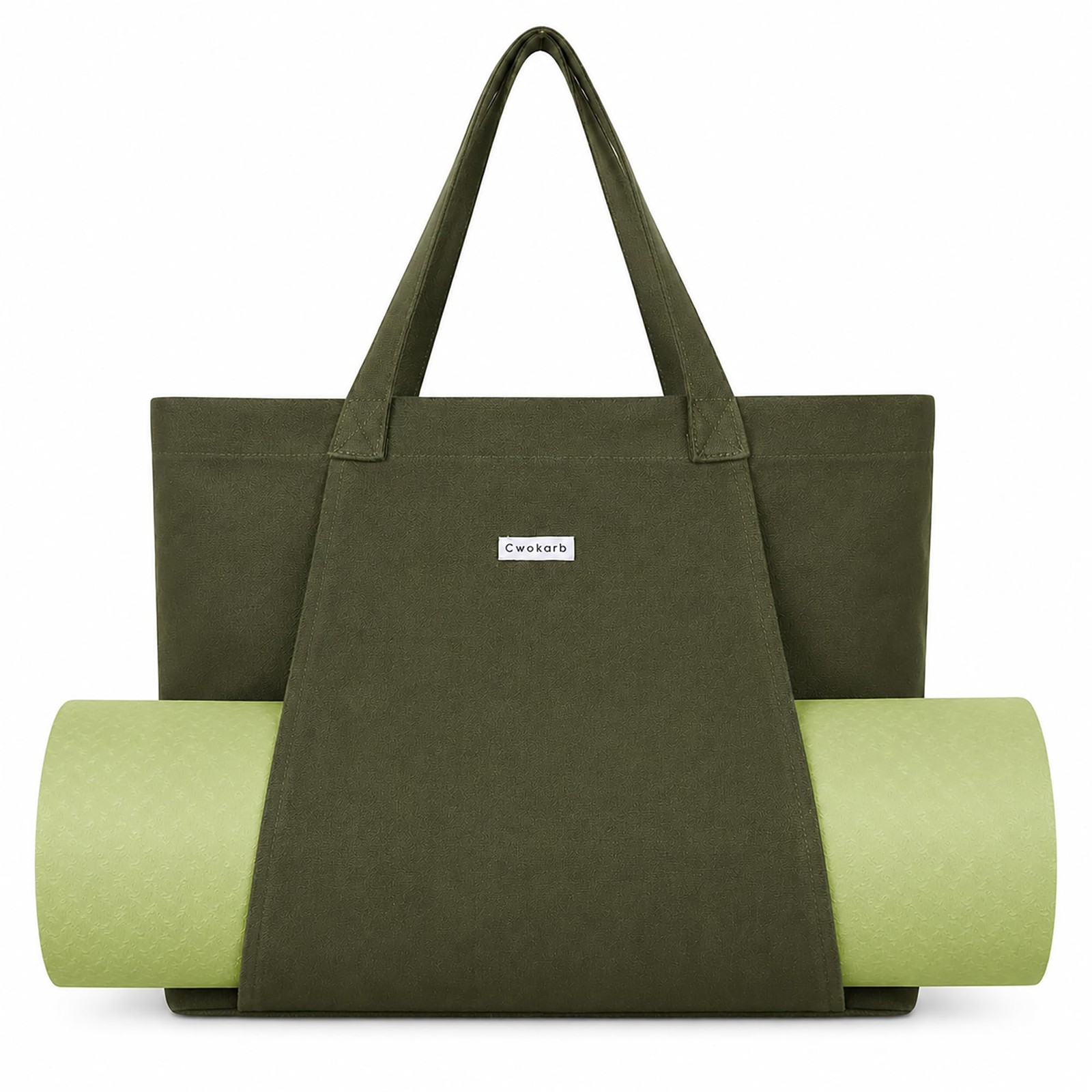 Yoga Mat Bag for Women, Cotton Canvas Tote with Wet/Dry Pocket, Bottle Holder…