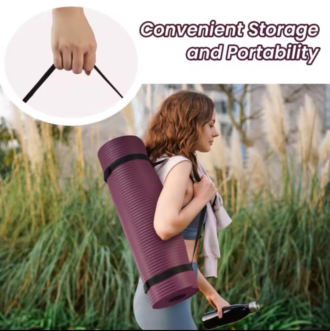 Extra Thick 1/2 Exercise Yoga Mat – Black