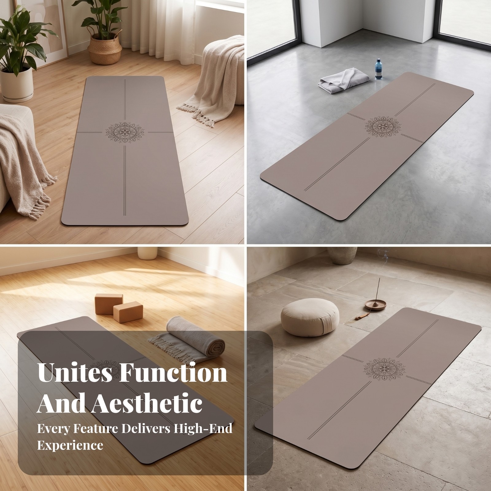 Exercise Mat Solid Color Alignment Exercise Mat Rounded Corners