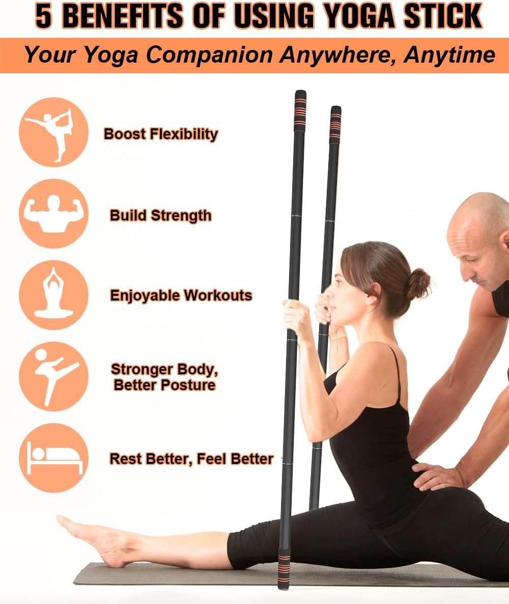 5Ft Yoga Stick – Heavy-Duty Steel Adjustable Stretching Bar for Mobility, Flexib