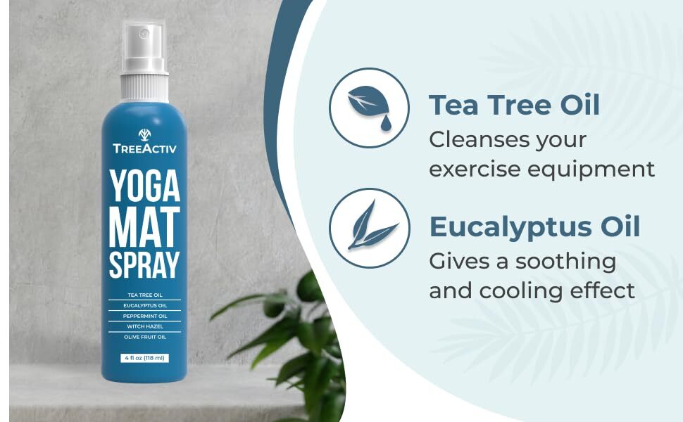 TreeActiv Non-Slip Yoga Mat Spray 4 fl oz, for Mats & Gym Equipment, 1000 Uses