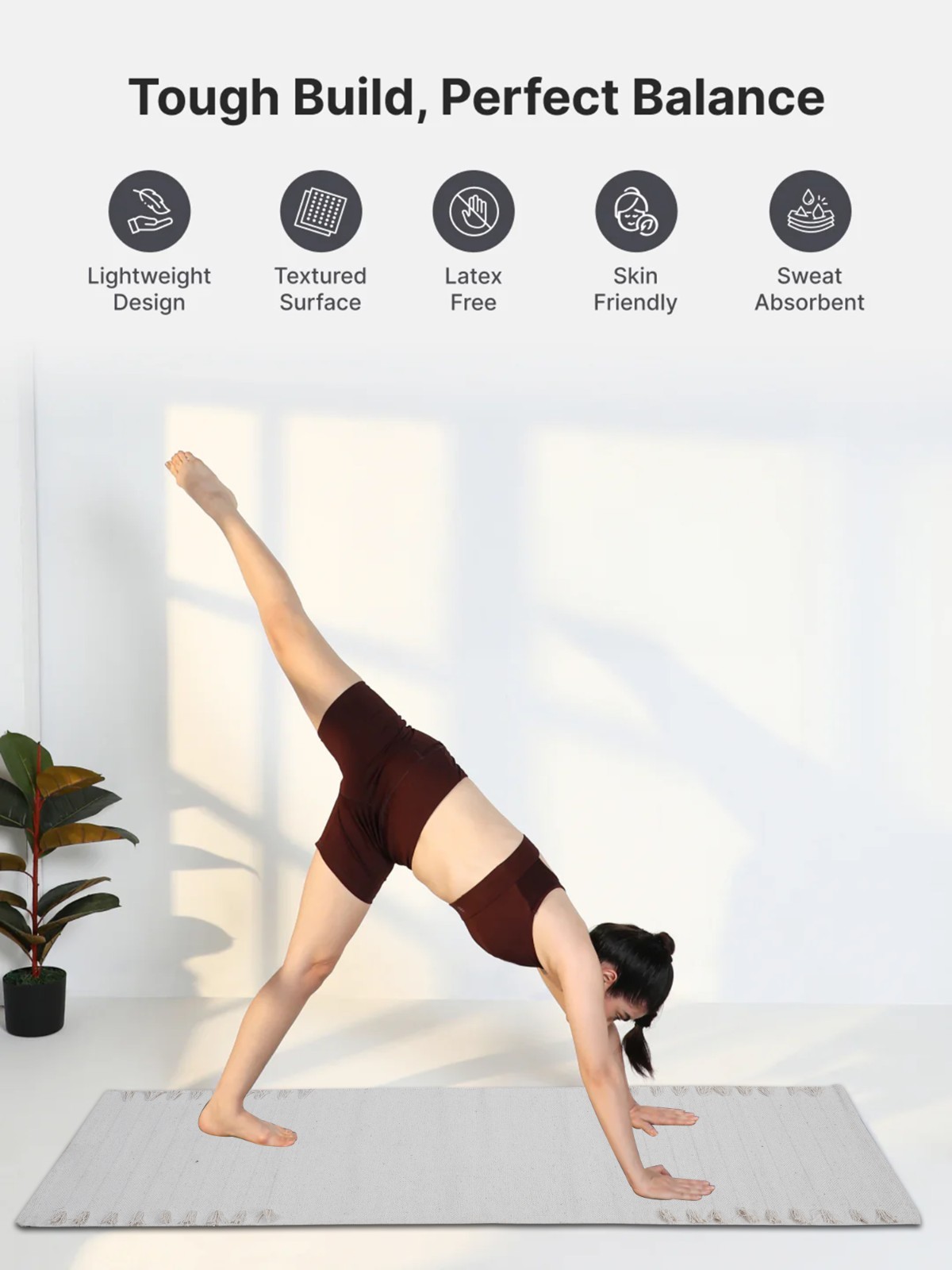 Yoga Mat Thick Non Slip Cotton Exercise Workout Mat Pilates Rug 2×6 FT