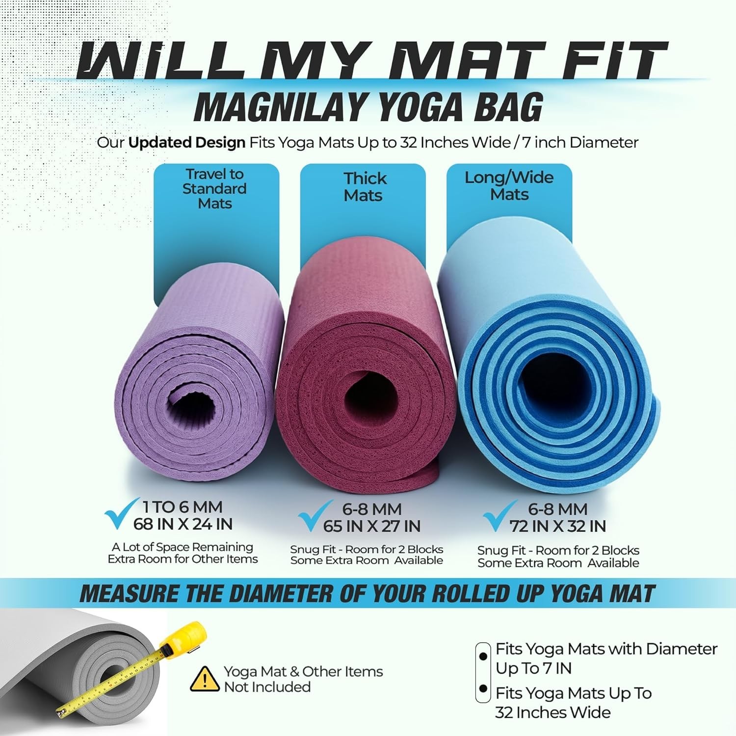 Yoga Mat Bag for Women and Men, Fits Mats and Accessories