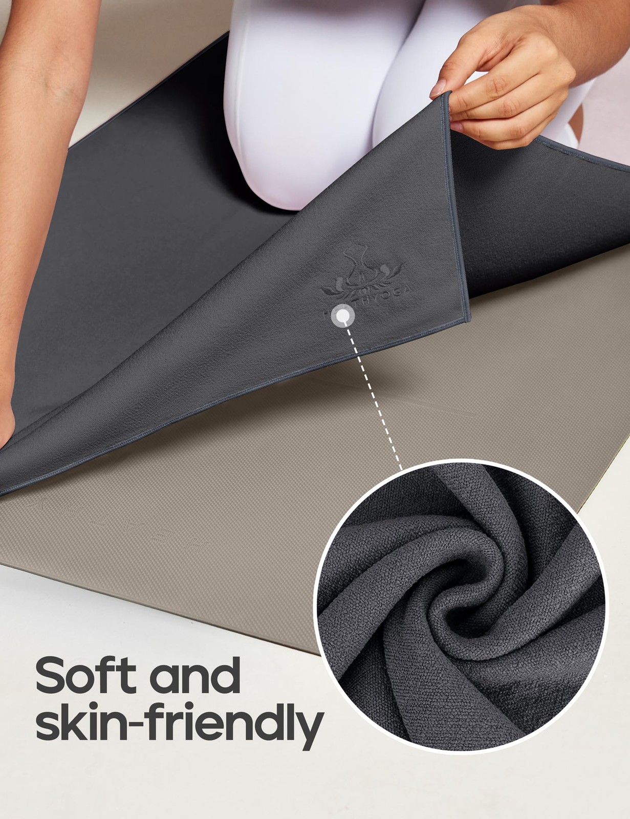 Heathyoga Yoga Mat Towel Non Slip For Hot Yoga Towel Silicone Grip Spray Bottle