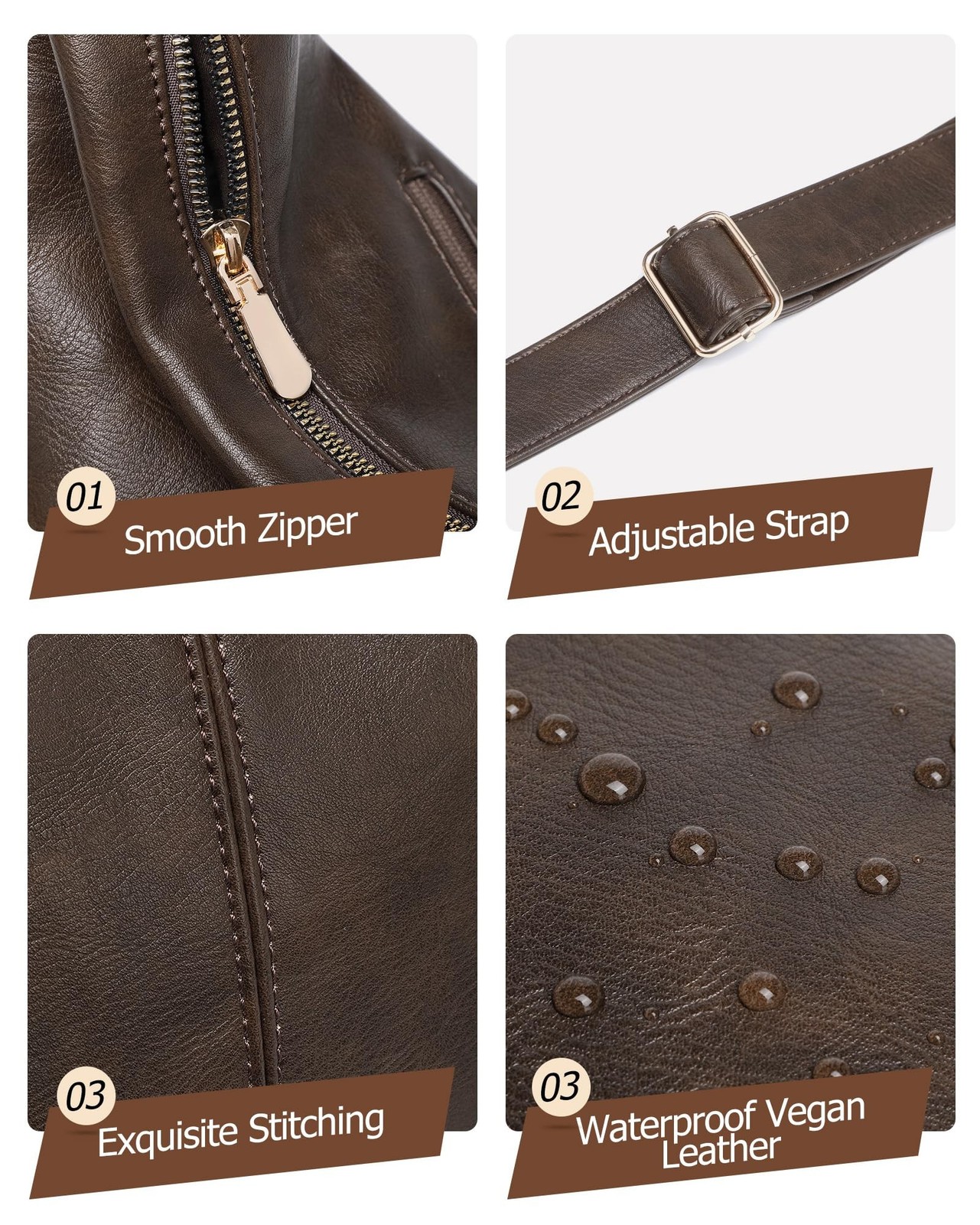 2PCS Purses for Women, Soft Vegan Leather Hobo Bag Slouchy Crossbody Shoulder…