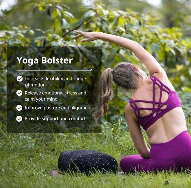Eco-Friendly Yoga Bolster – Soft Foam Support for Joint Relief in Peacock Color