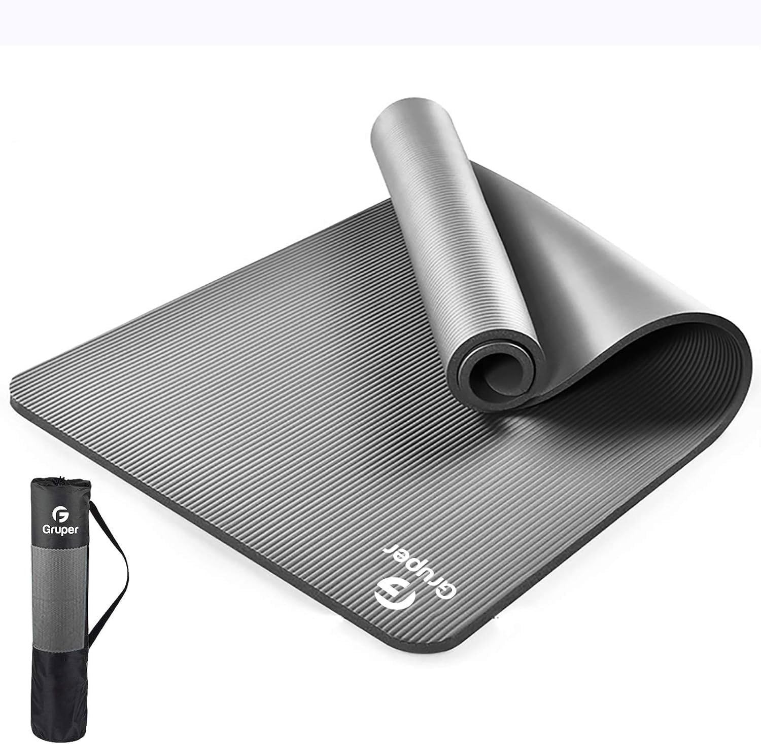 Gruper Thick Yoga Mat Non Slip, Large Size 72&Prime; L x 72 x 32 x 0.6 inches, Grey
