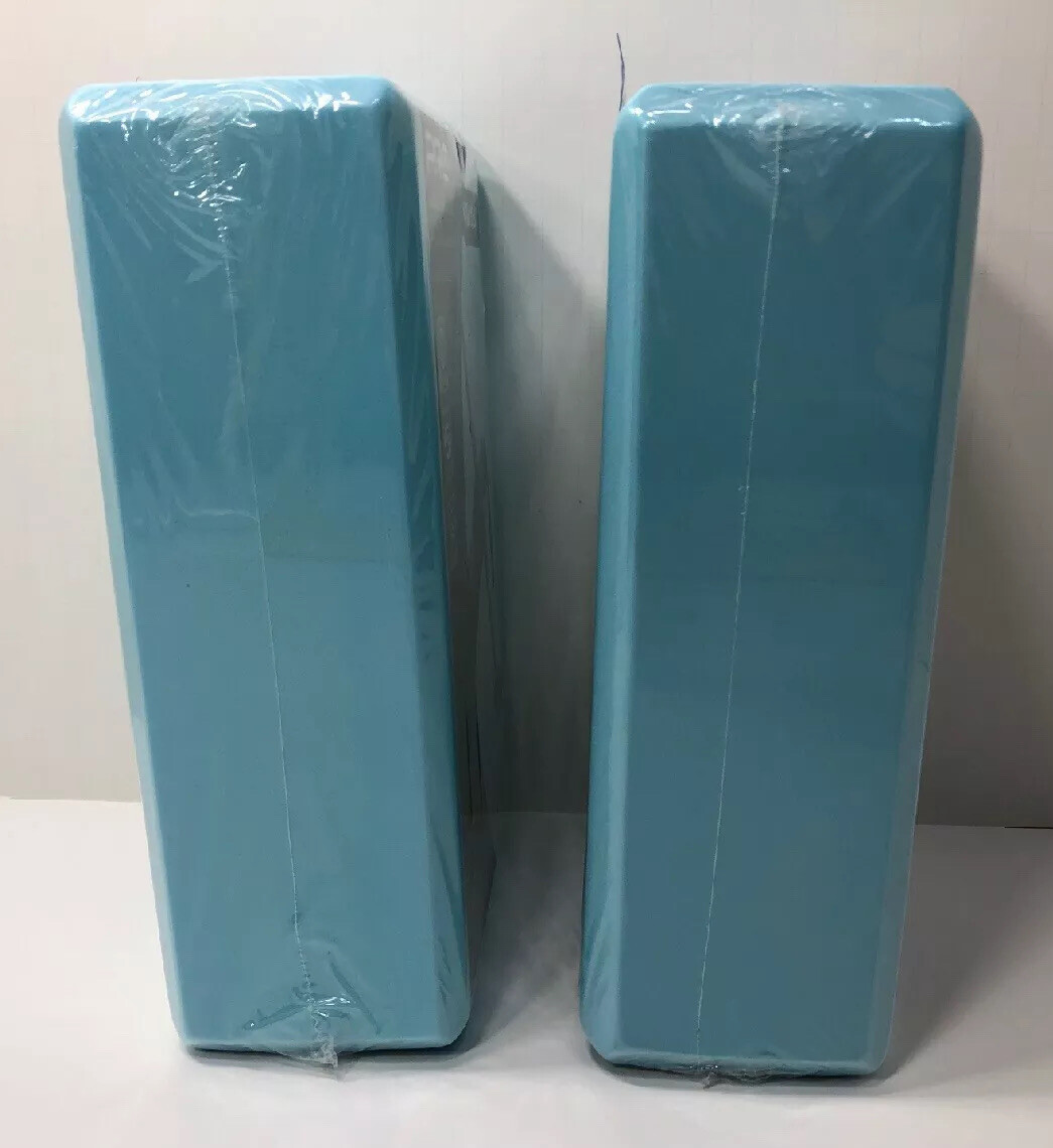 Yoga Block PRO-Strength Yoga Exercise Aqua Blue Foam Blocks 3&Prime;x 6&Prime;x 9&Prime; New (2)