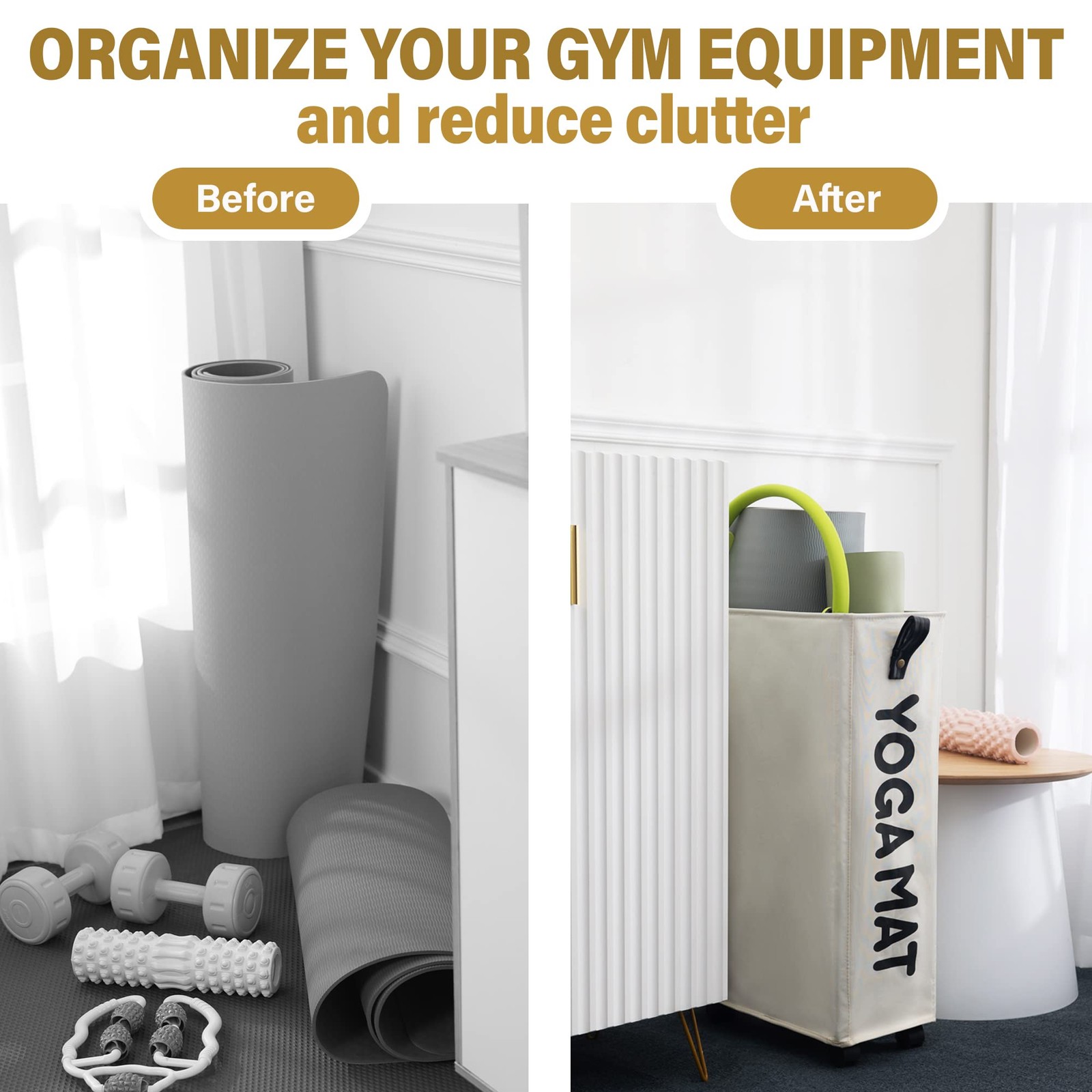 Yoga Mat Storage Racks, Home Gym Storage Rack for Foam Roller, Yoga Strap and…