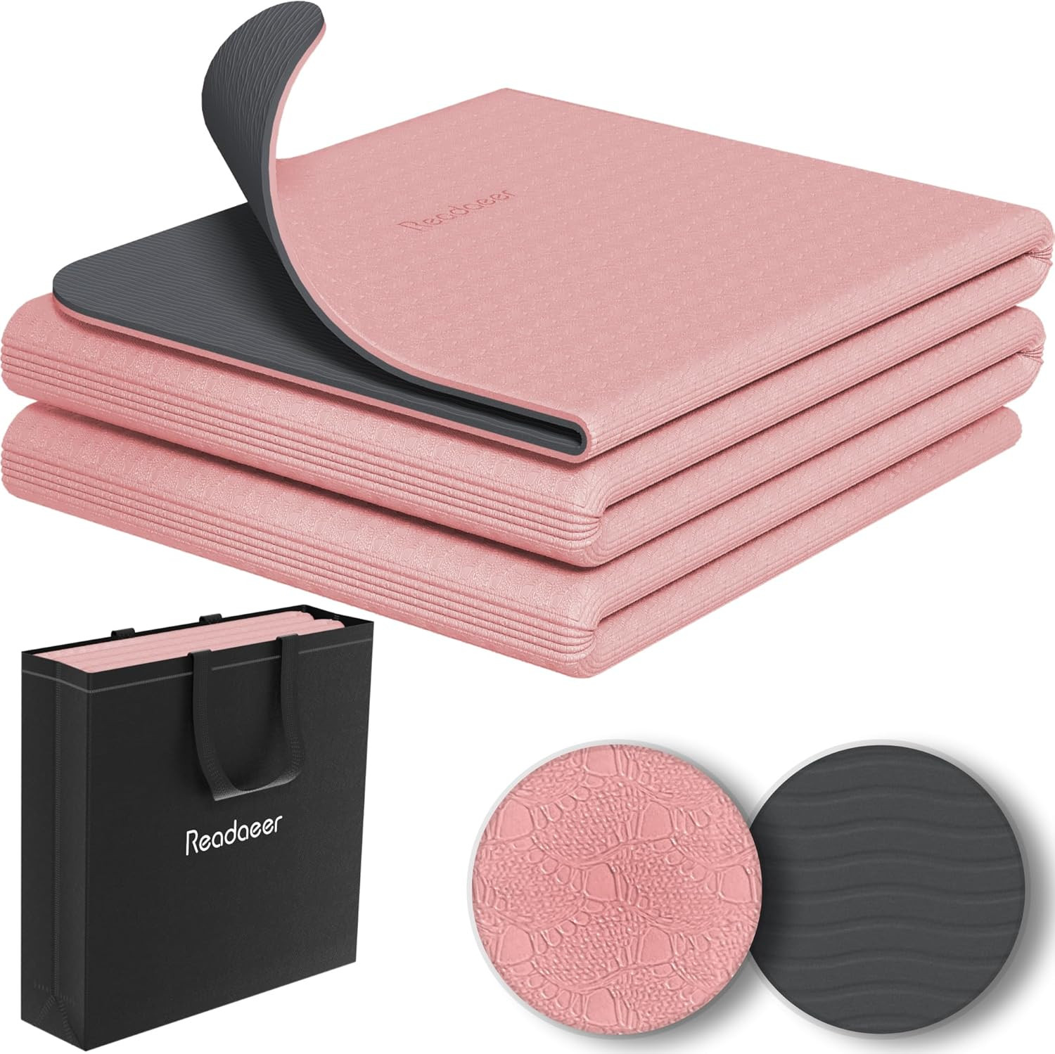 Foldable Yoga Mat for Travel Folding Yoga Mat 6Mm Thick with Carrying Bag, Non-S