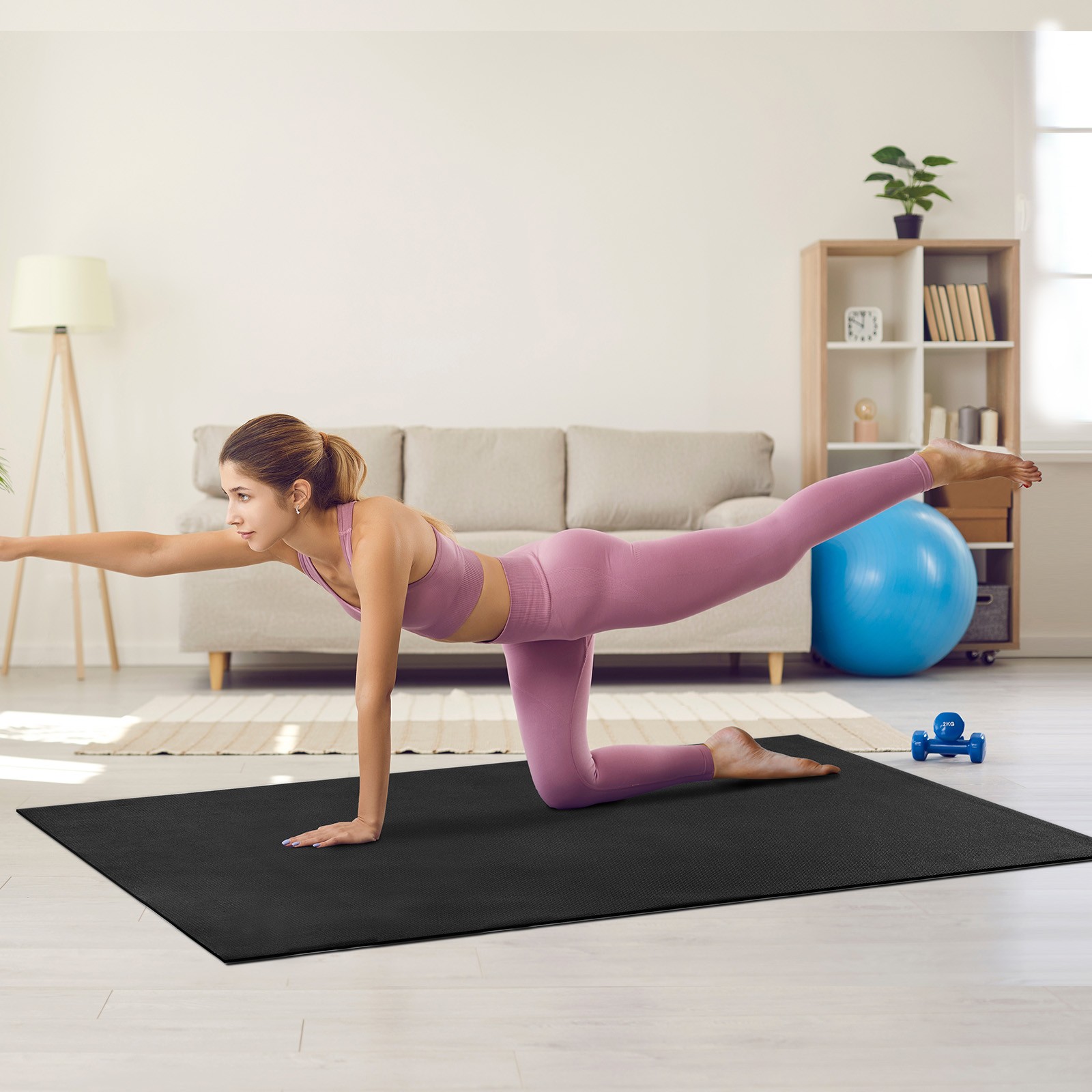 VEVOR Exercise Mat Non Slip Yoga Mat Gym Fitness Pilate Workout Mat (7x5ft)