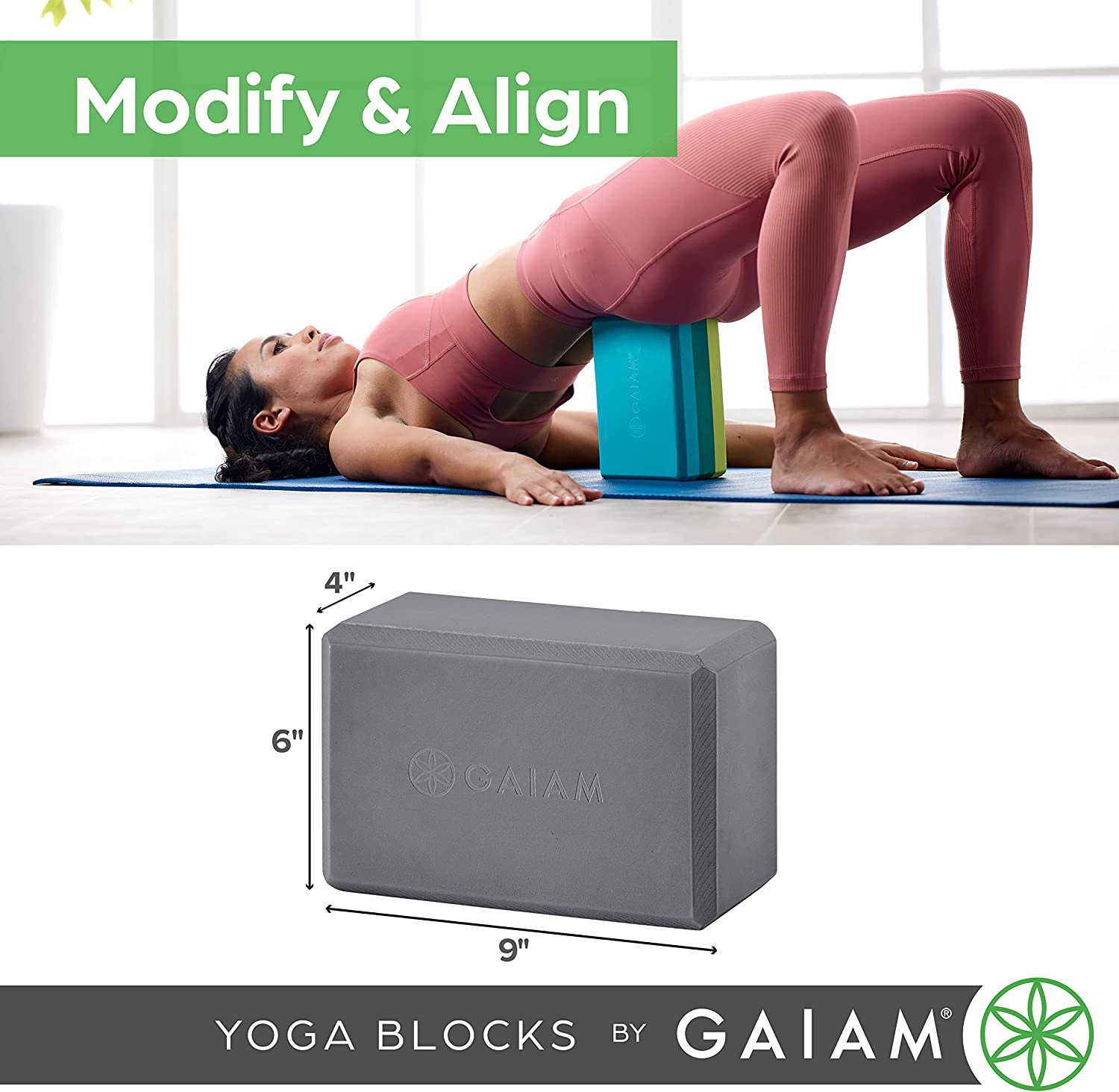 Yoga Block – Latex-Free EVA Foam – Soft Non-Slip Surface, Beveled Edges