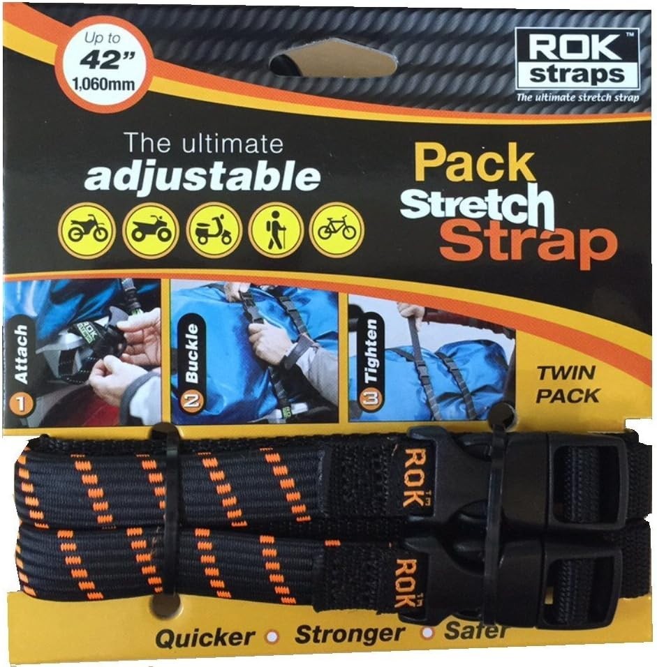 Adjustable Cargo Straps 12-42 inches Black and Orange Pack of 2 for Bicycle