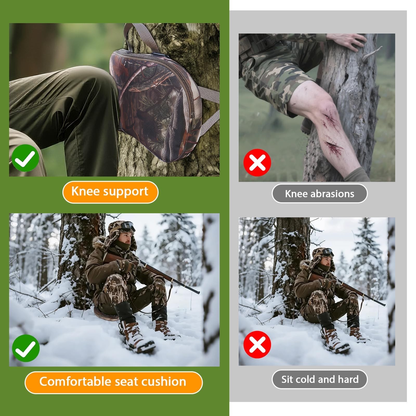YlBOBO Saddle Hunting Knee Pad & Seat Cushion – Portable 2-in-1 Tree Strap Cu…