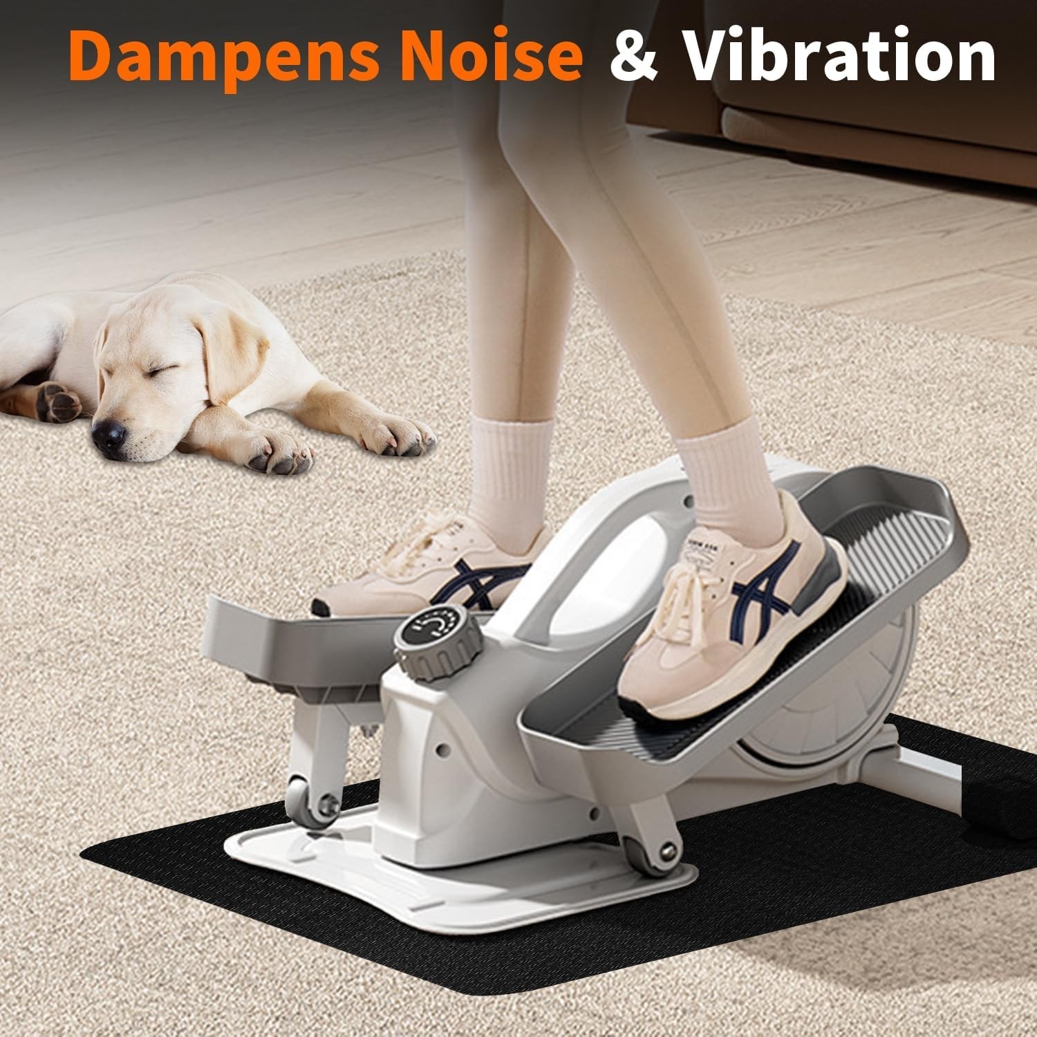 Black Non-Slip Workout Mat for Elliptical & Exercise Machines