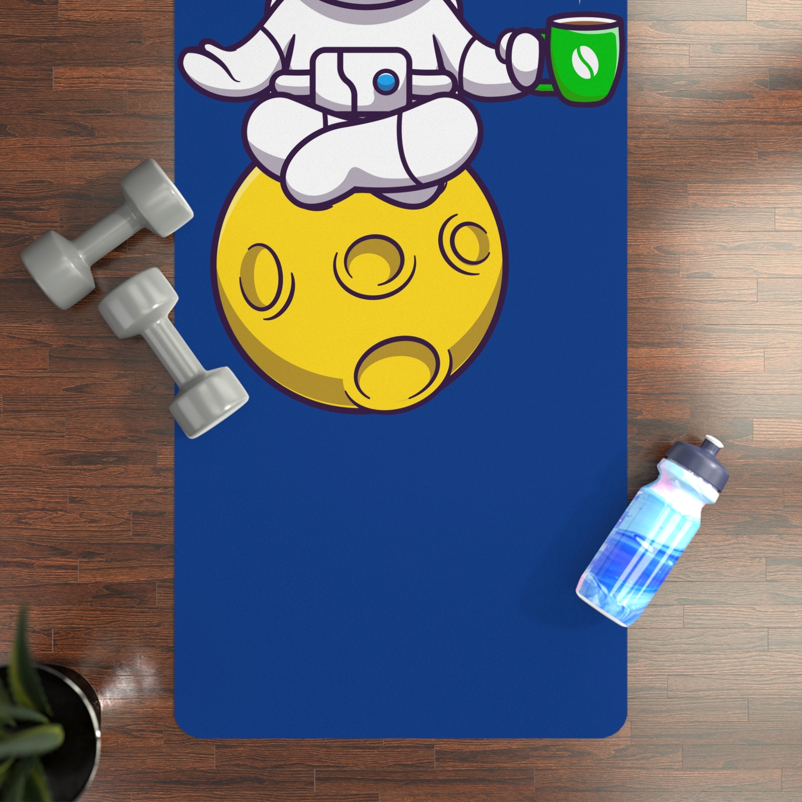 Astronaut Coffee Rubber Yoga Mat kaleidoscope design workout exercise stretching