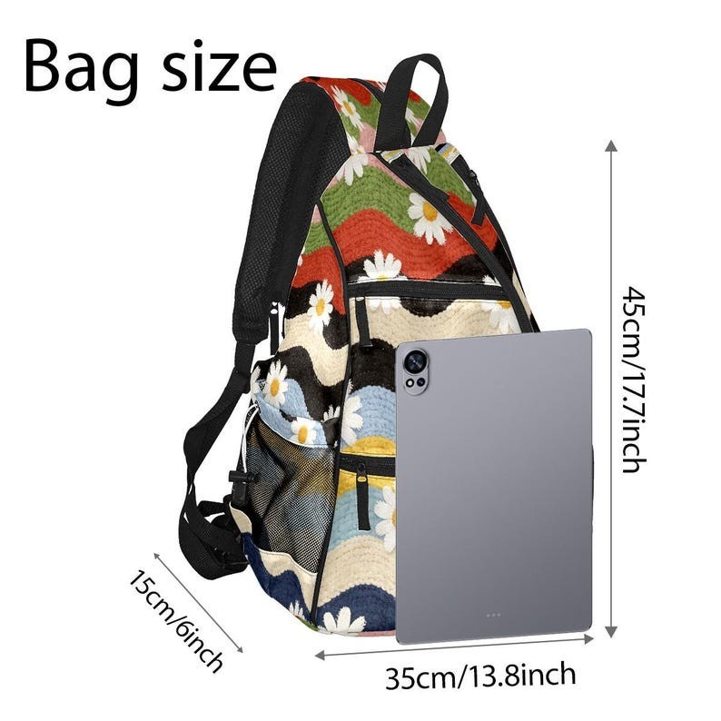 Striped Daisy Pickleball Backpack: Convertible Sling Bag, Lightweight and Adjust