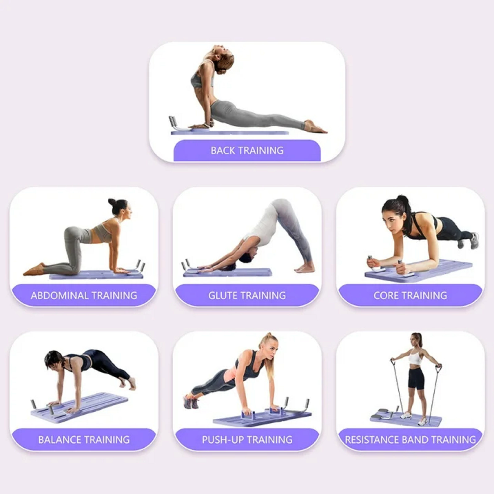 Lunivox 4 in 1 Exercise Pilates Board With Elbow Support And Resistance Bands,