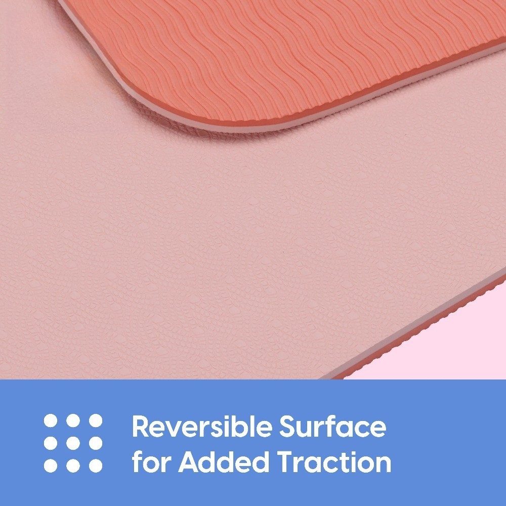6mm PVC Printed Oval-Stripe Pink Rose Yoga Mat, 24×68 Inch