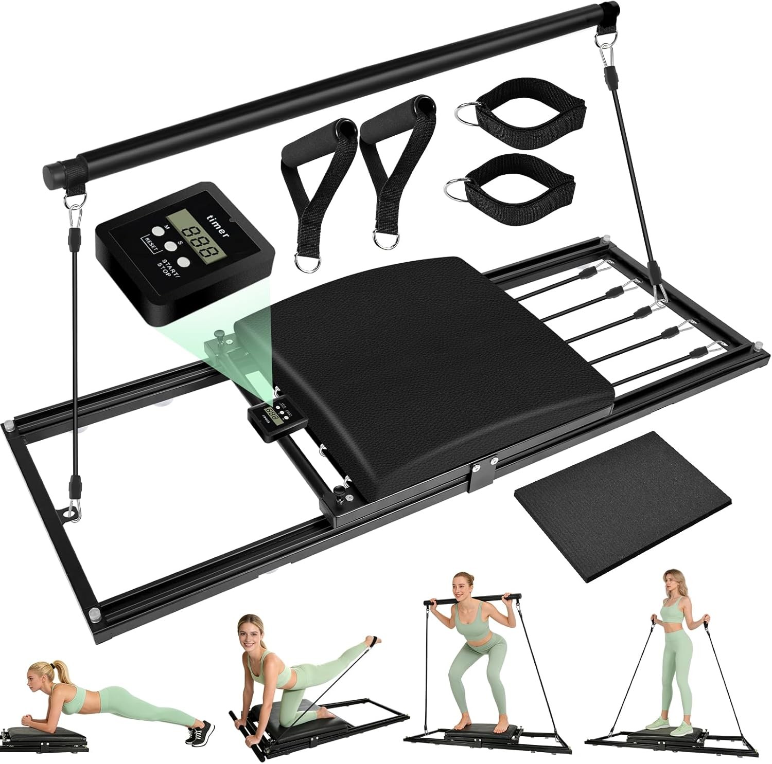Pilates Board, Foldable Pilates Reformer Set, Multi-Purpose Iron Extended