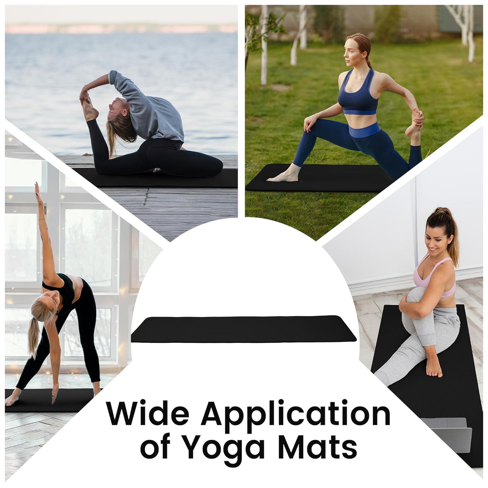 Fitvids 1/2&Prime; Thick High Density Yoga Mat, Carrying Strap, Midnight (Open Box)