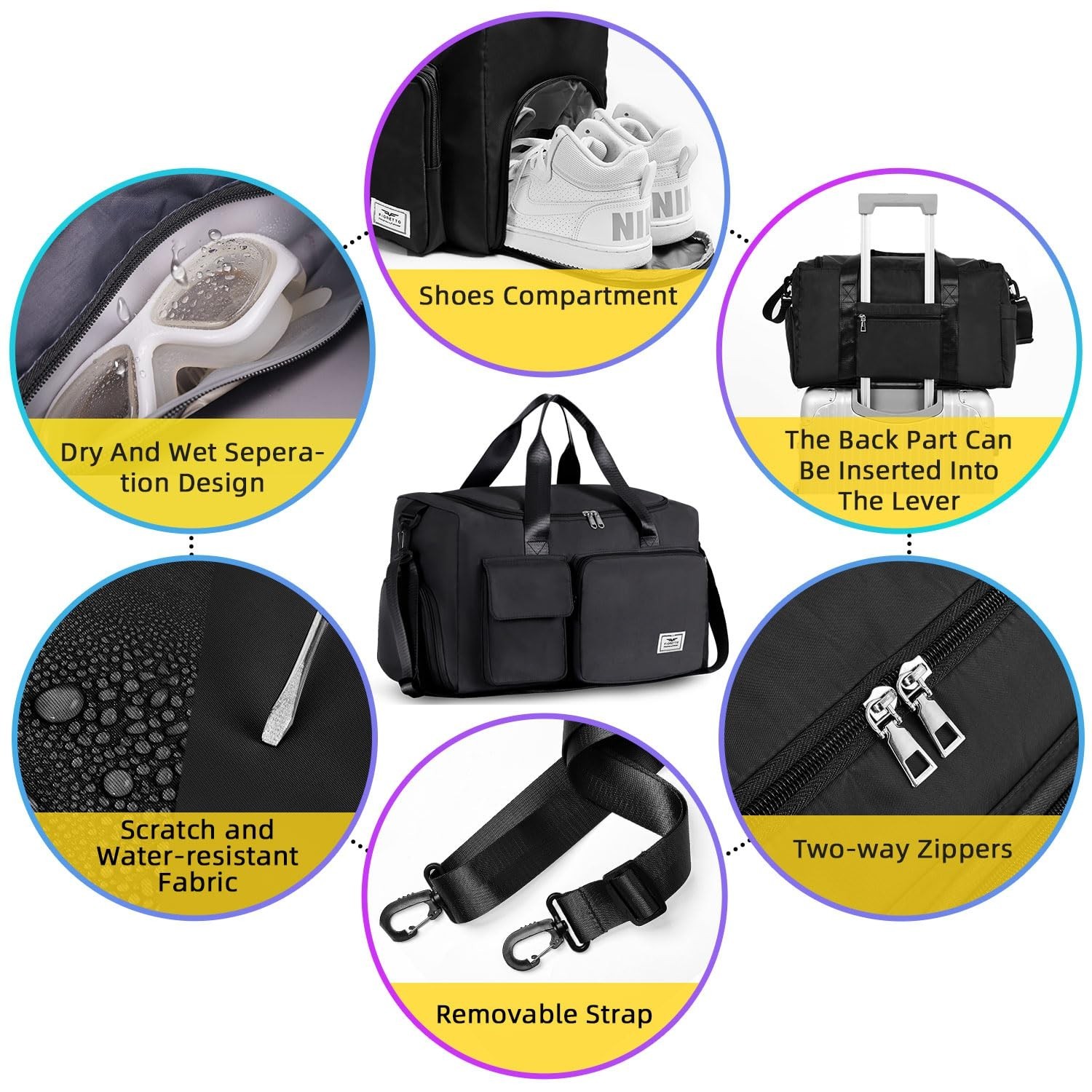 FIORETTO Women&rsquo;s Gym Duffle Bag with Shoes Compartment, 30L Capacity, Ideal f…