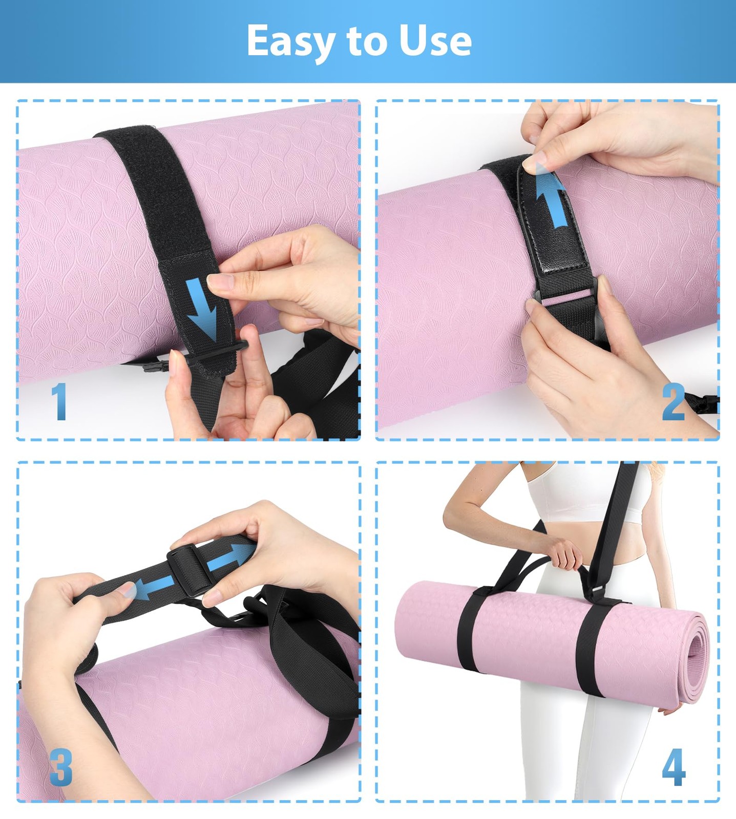 Yoga Mat Strap, Adjustable Yoga Mat Carrier with Shoulder Strap & Handle for …