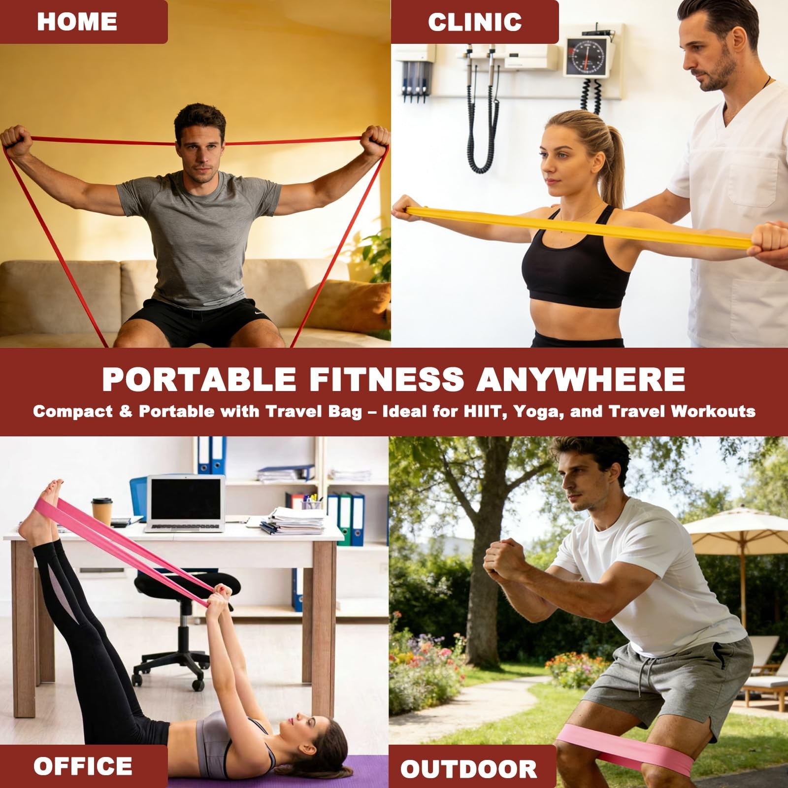 Exclusive Resistance Band Set, 5 Multi-Colored Booty Eexercise Bands & 2 Pull…