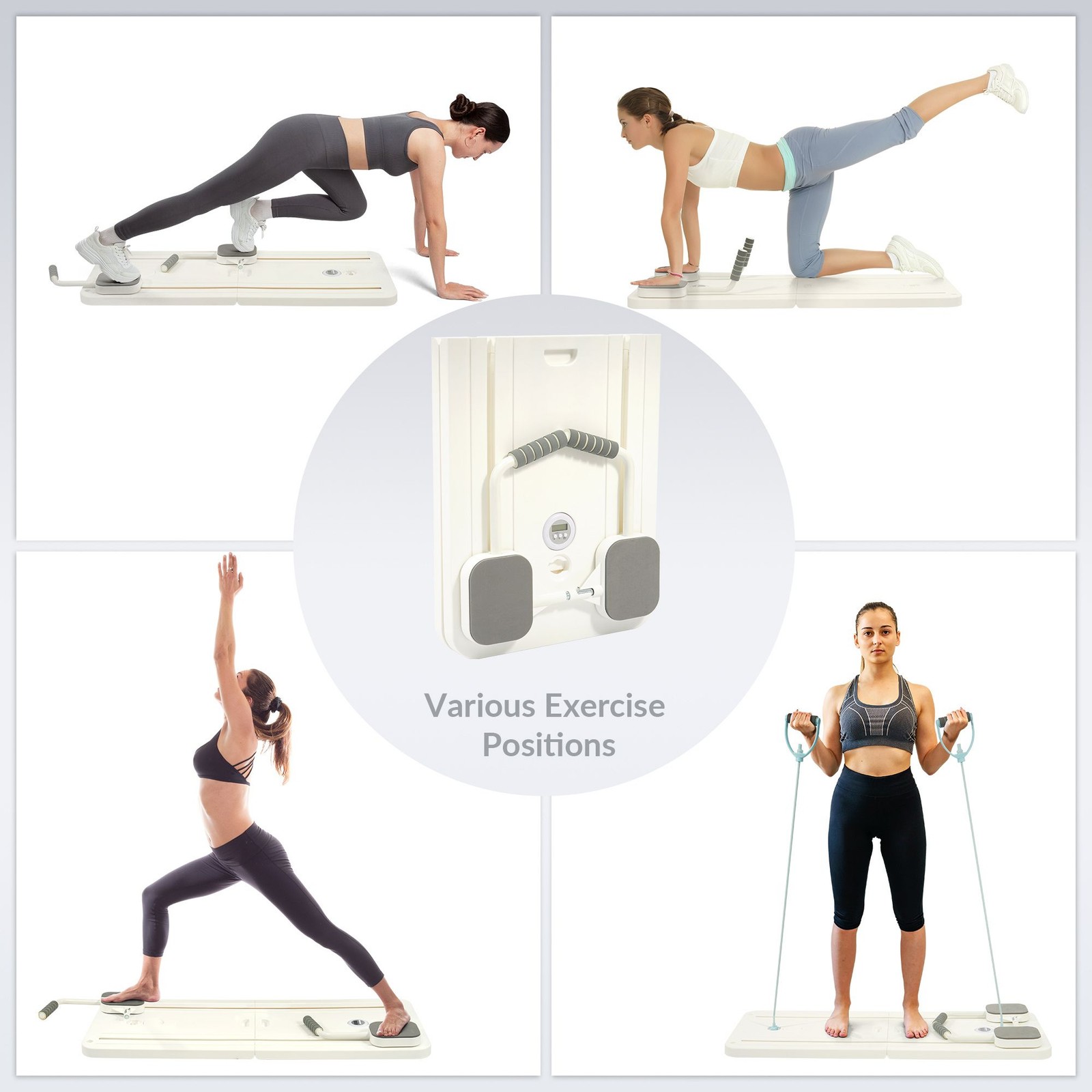 Fitvids 5 in 1 Multi Purpose Pilates Reformer Board Set and Core Trainer, White
