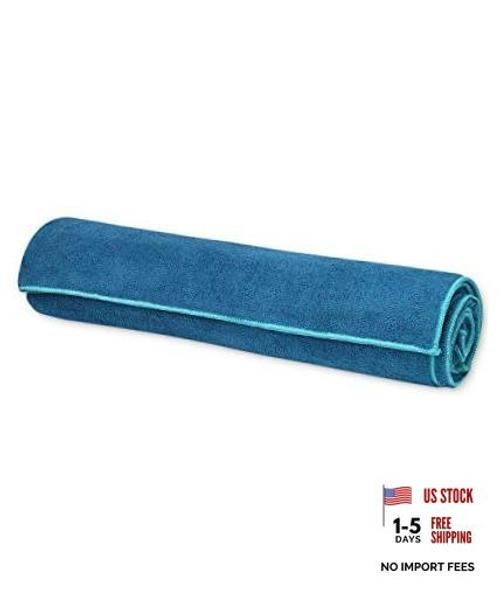 Gaiam Yoga Towel – Mat Sized Active Dry Non-Slip Moisture 68&Prime;L x 24&Prime;W – Lake