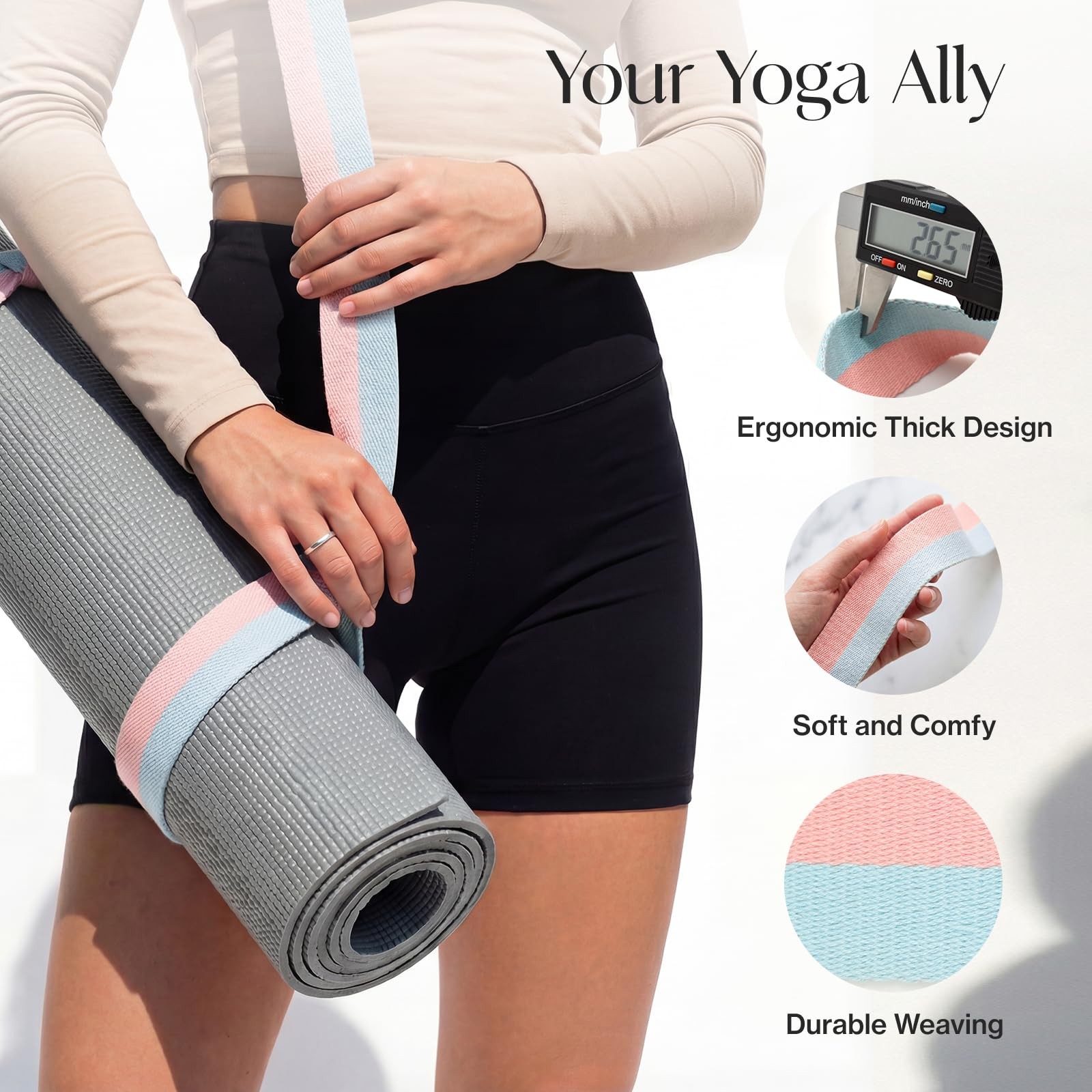 Tumaz Yoga Mat Strap (2 Sizes) with Extra Thick & Comfy 64 IN, 11. Just Black