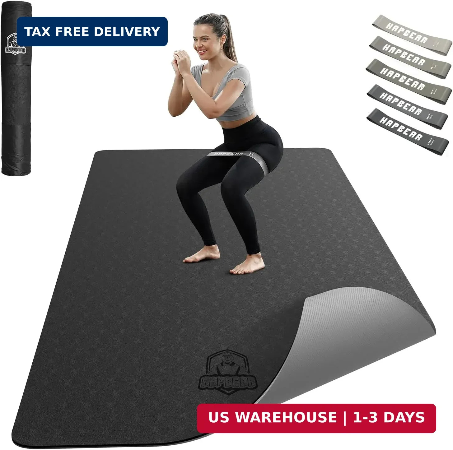 HAPBEAR Large Yoga Mat – 72&Prime;x36&Prime;x6mm (1/4 inch), Extra Wide Non-Slip Exercise Ma