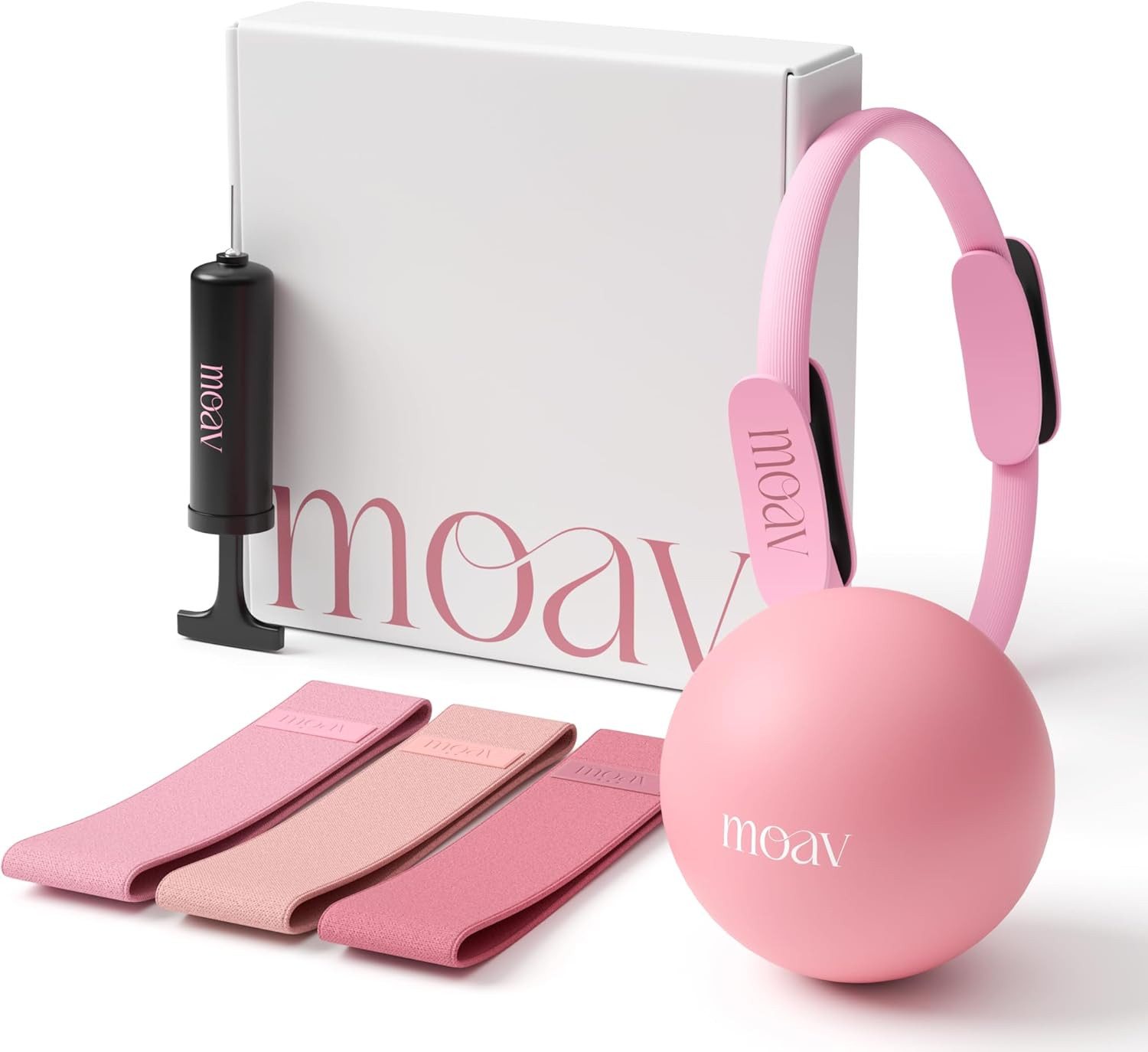 Premium Pilates Essentials Kit – 14&Prime; Ring with Cushioned Handles, Mini Ball with