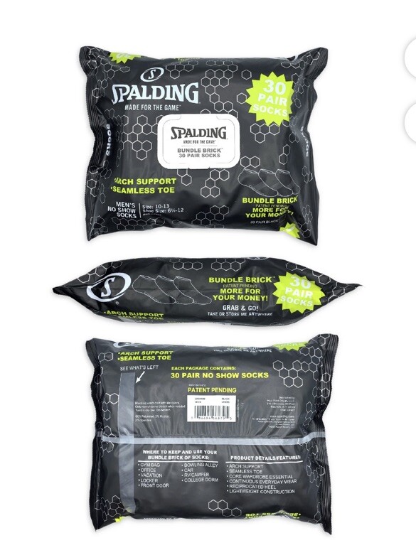 Spalding Adult Men&rsquo;s 30-Pack No-Show Socks Sizes 6.5-12 Mens Socks Yoga Pilates