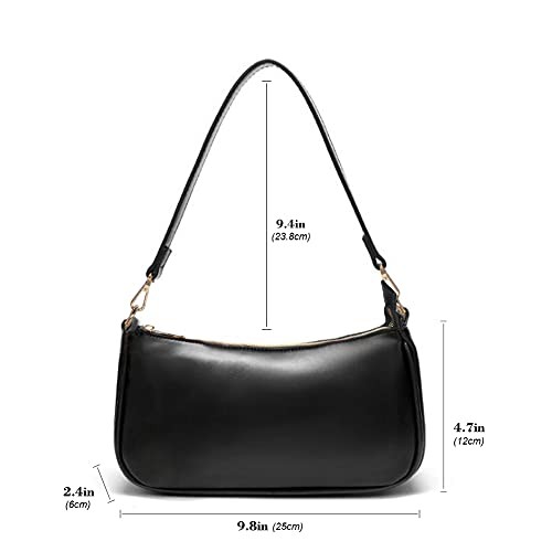 Shoulder Bag for Women Retro Vegan Leather Classic Clutch Tote HandBag Black