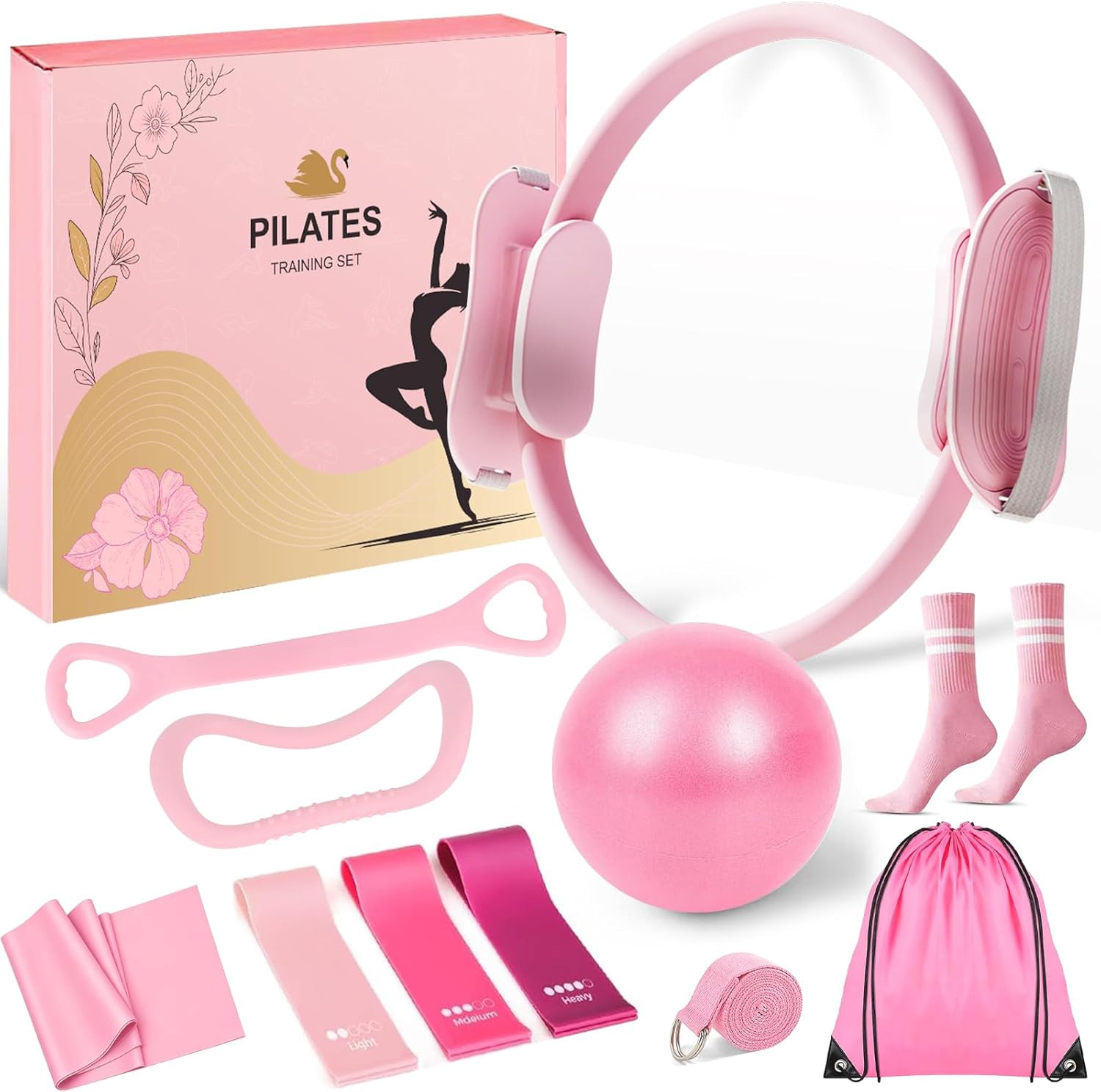 Pilates Equipment Set for Women, Pilates Ring and Ball Set with 15&Prime; Magic Circle