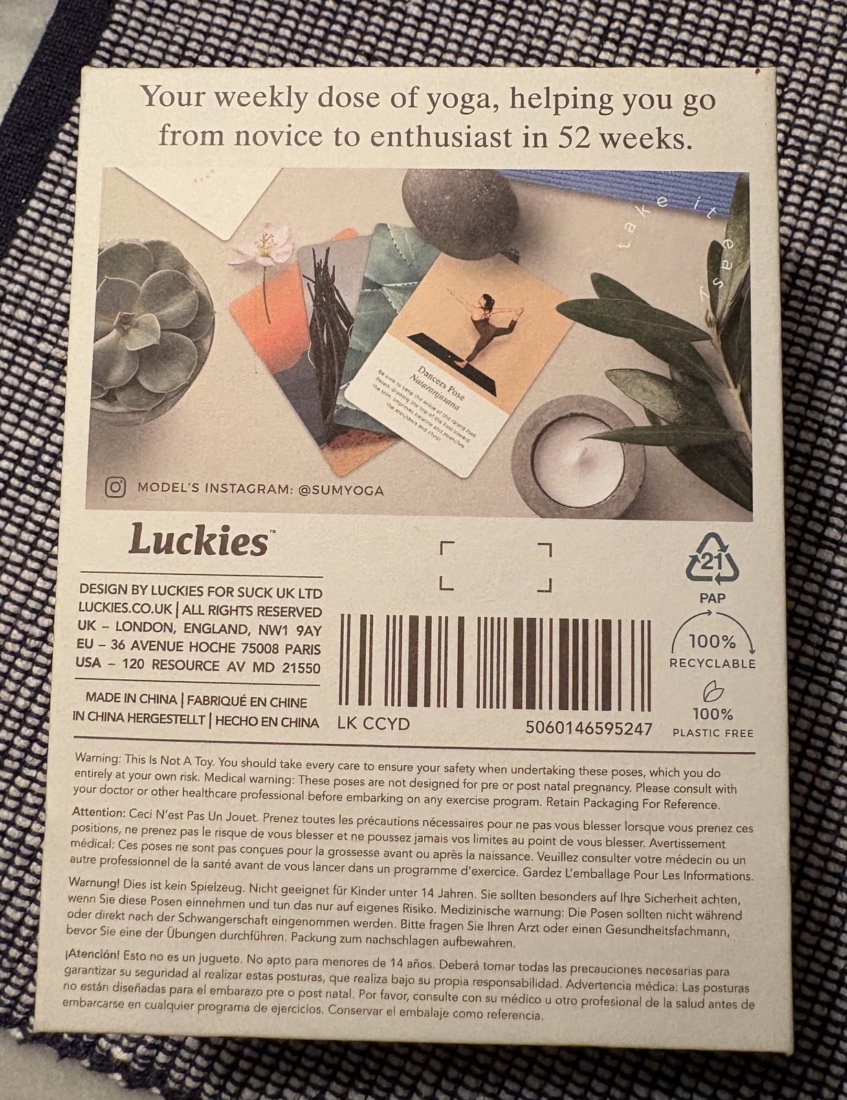 Yoga Deck 52 Yoga Poses Instructional Cards Beginners Luckies Calm Club Relax