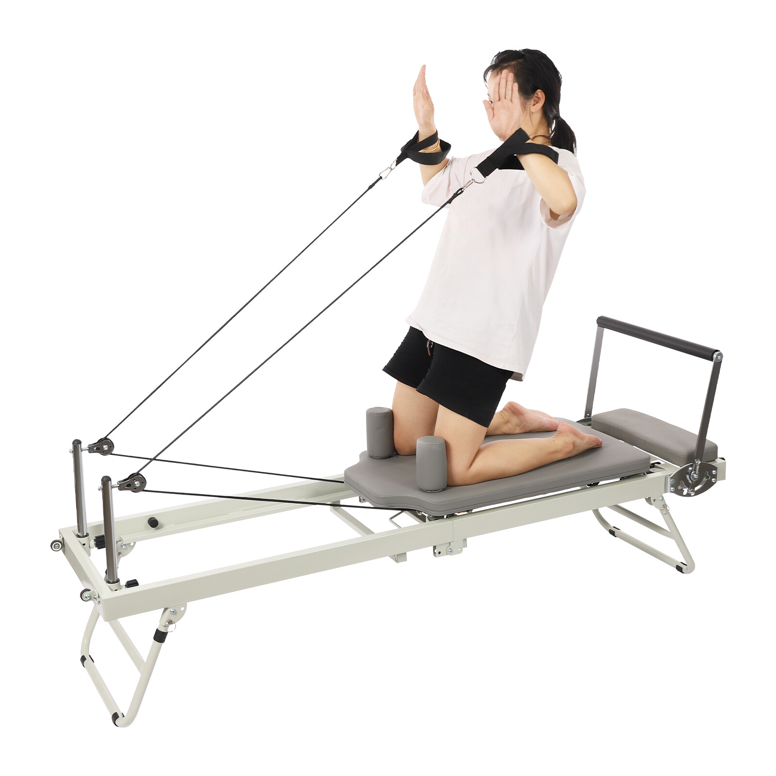 Pilates Foldable Reformer Fitness Machine with Cardio Rebounder